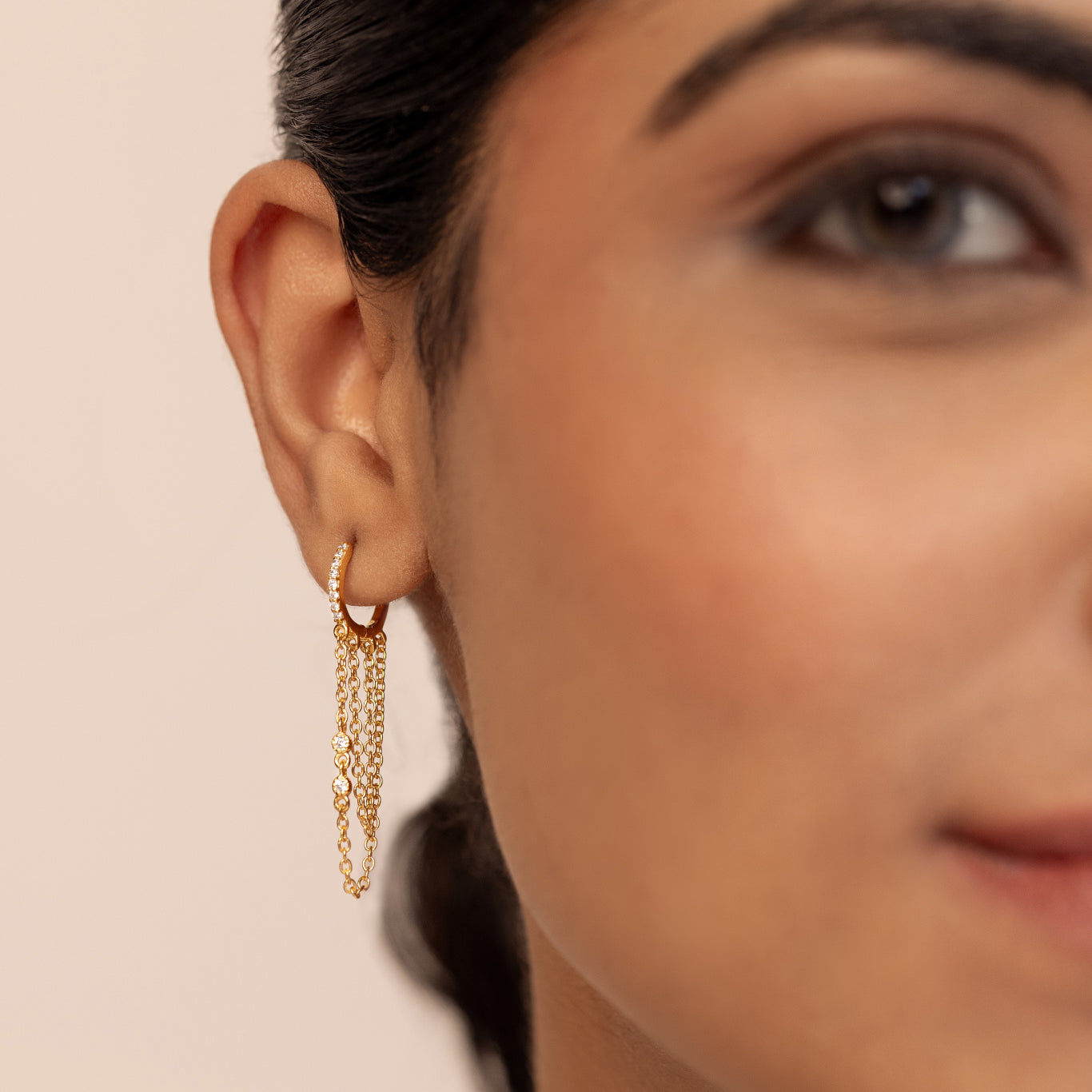 Signature CZ Huggies with duo chain - Octonov