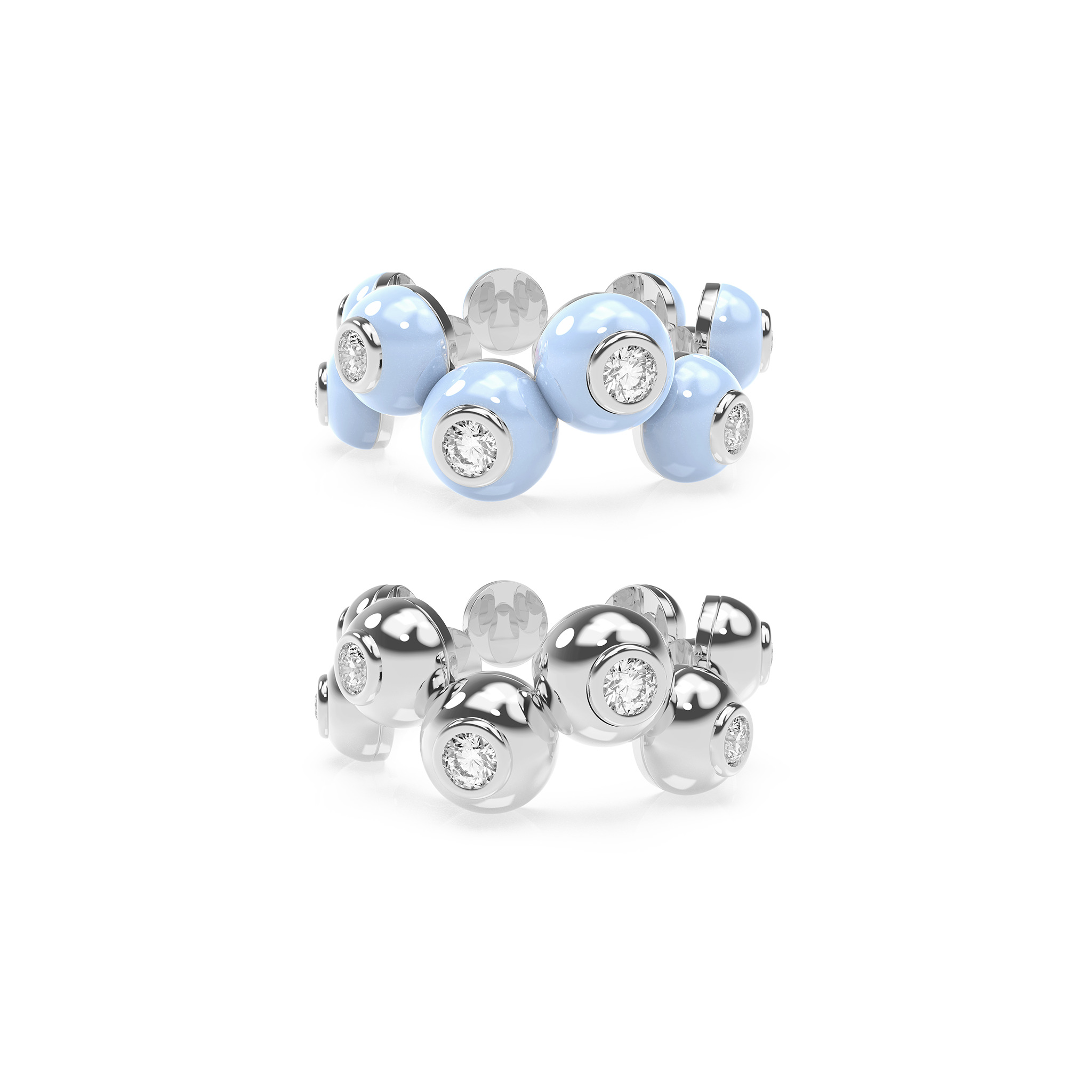 Zig-Zag Bauble Enamel & Solid Ring Duo - Octonov