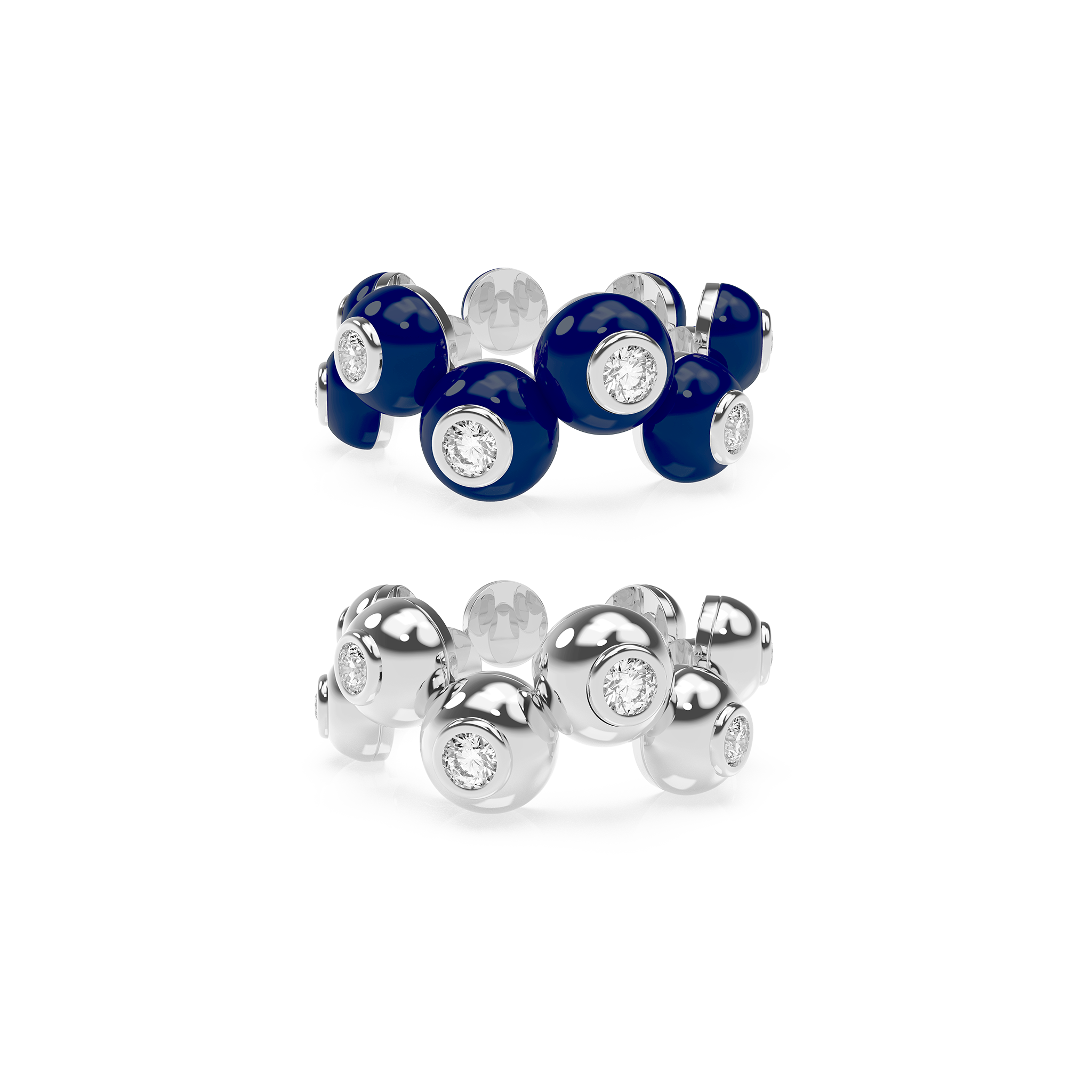 Zig-Zag Bauble Enamel & Solid Ring Duo - Octonov