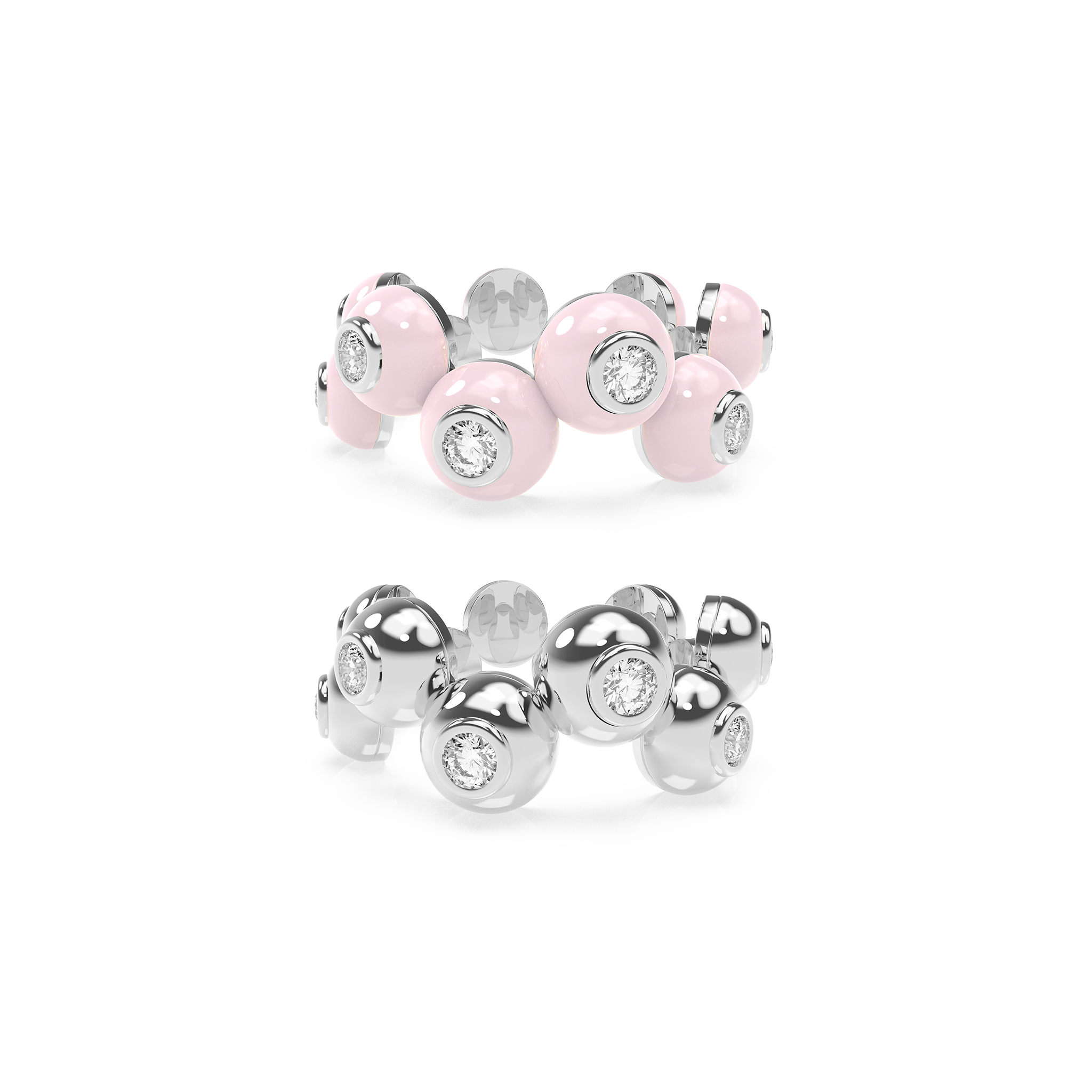 Zig-Zag Bauble Enamel & Solid Ring Duo - Octonov