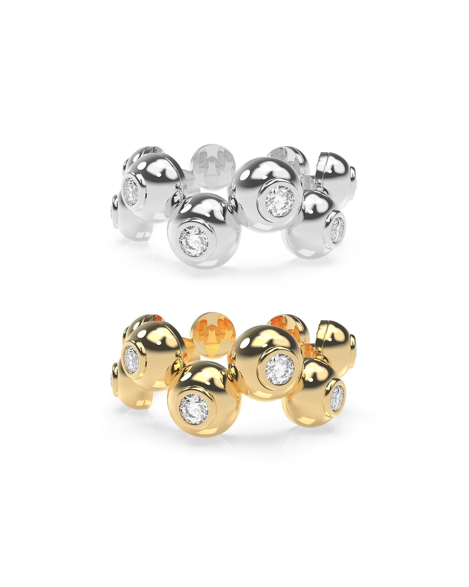 Solid Zig-zag Bauble Pop Ring Duo - Octonov
