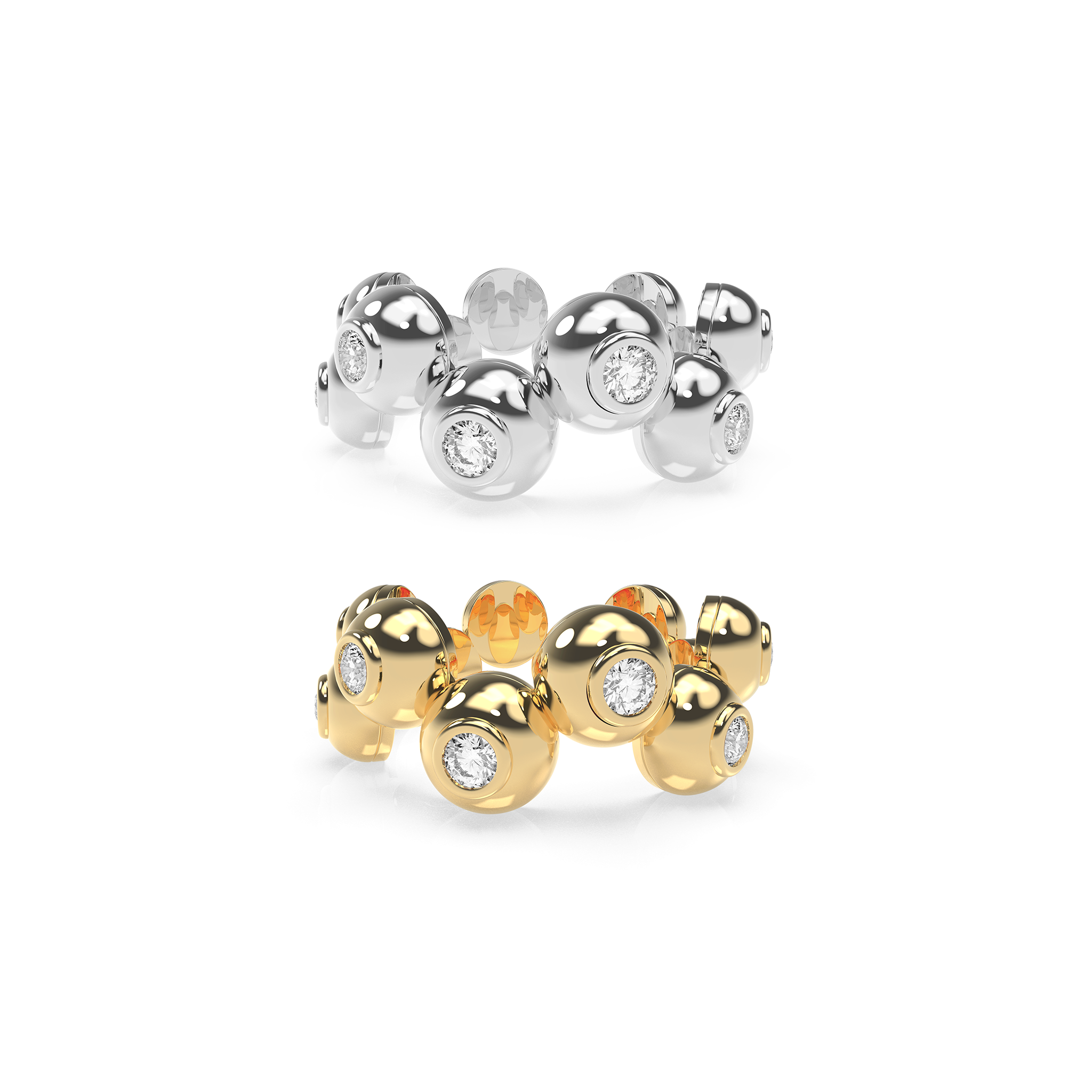 Solid Zig-zag Bauble Pop Ring Duo - Octonov