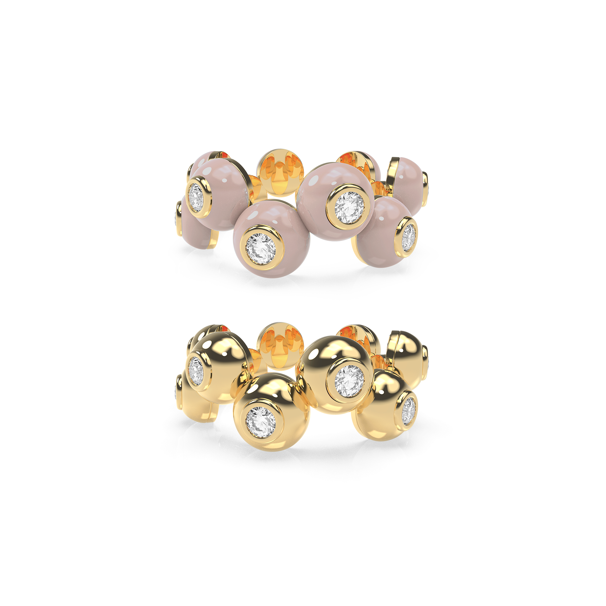 Zig-Zag Bauble Enamel & Solid Ring Duo - Octonov