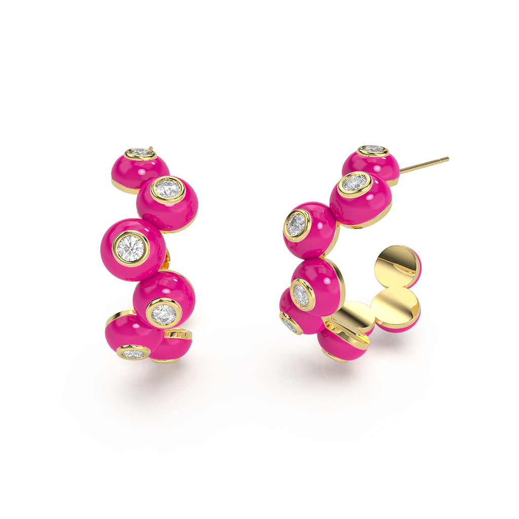 Zig-zag Bauble Earrings: Dainty gold baubles hang from a zig-zag stud, delicate and elegant.