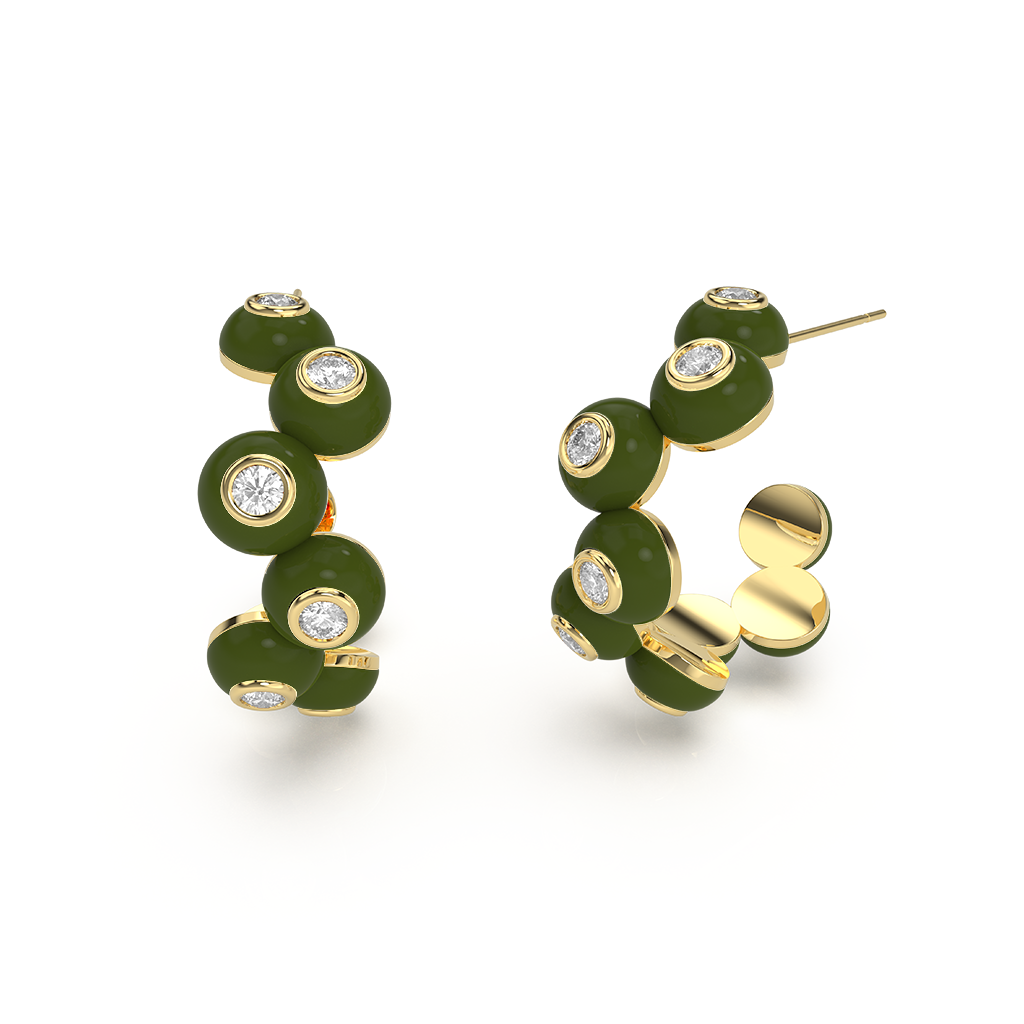 Zig-zag Bauble Earrings: Dangling earrings with a textured, zig-zag pattern and a round bauble accent.