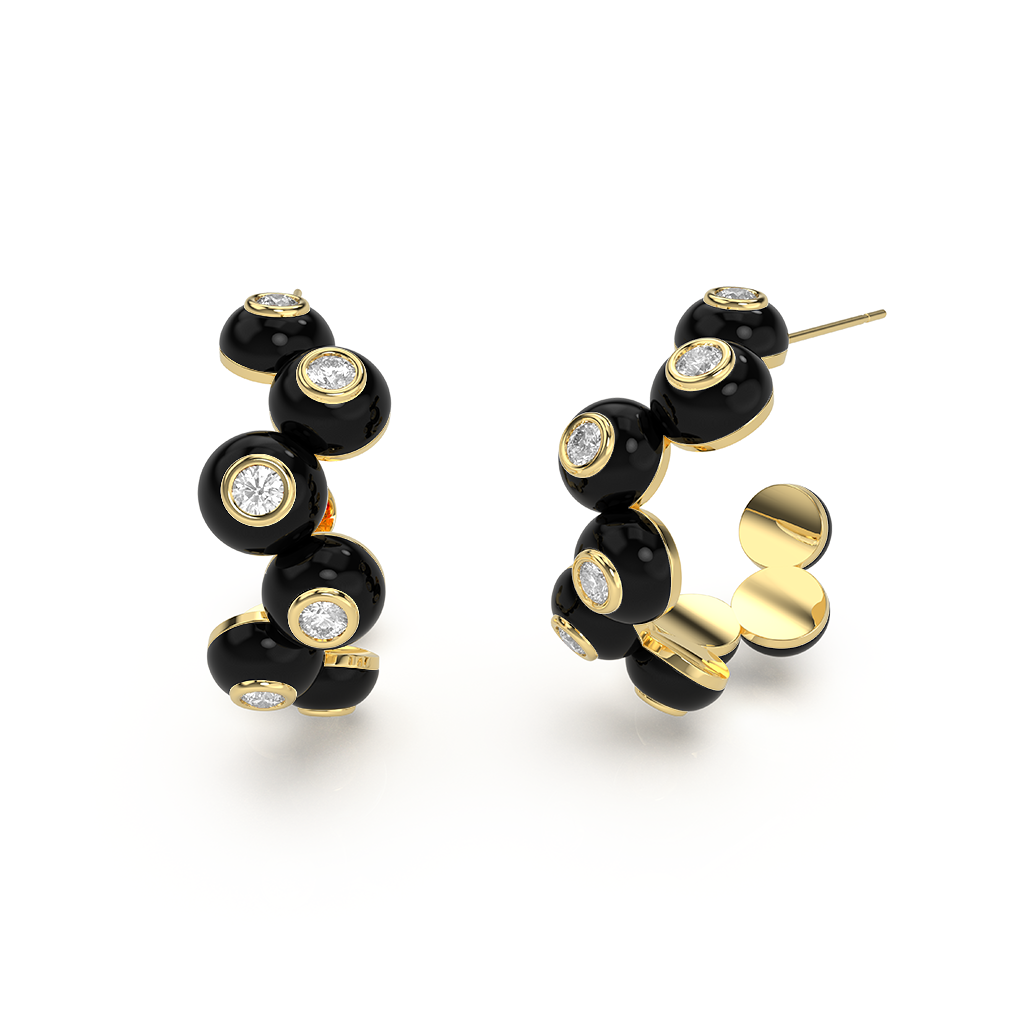 Zig-zag Bauble Earrings with a unique, sculpted design, showcasing intricate detail and a modern aesthetic.