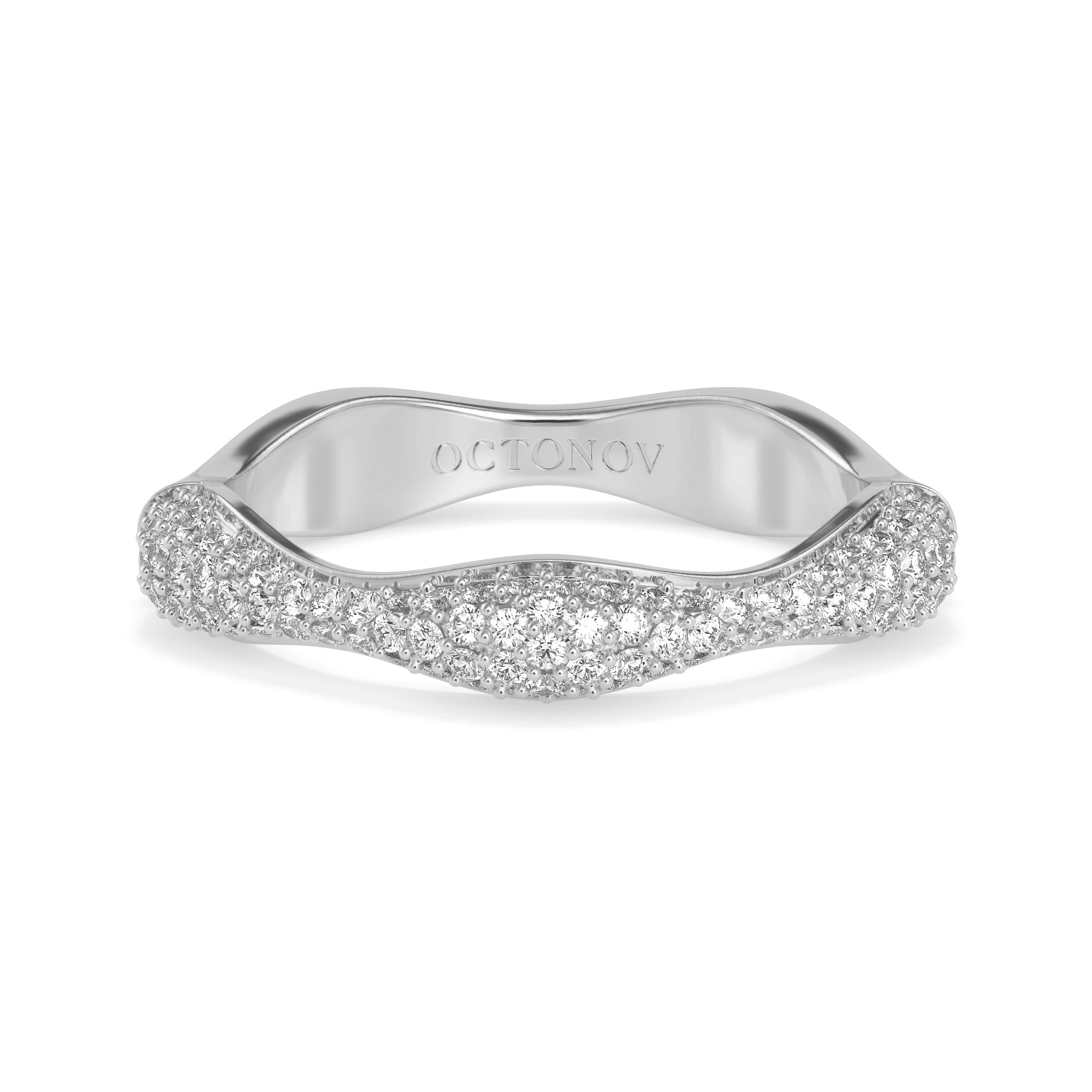 Diamond Swirl Stacker Ring in Gold - Octonov