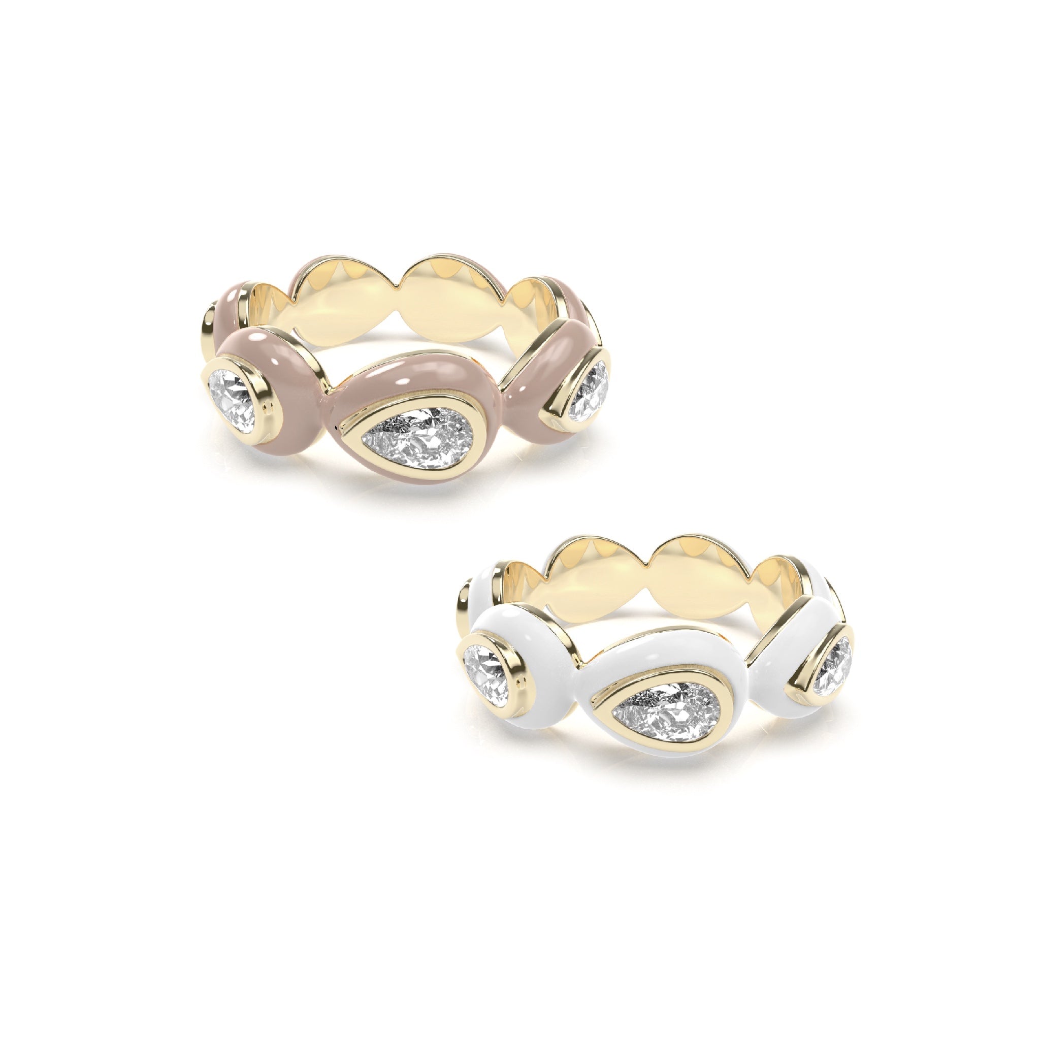 Enamel Bauble Pop Ring Duo - Octonov