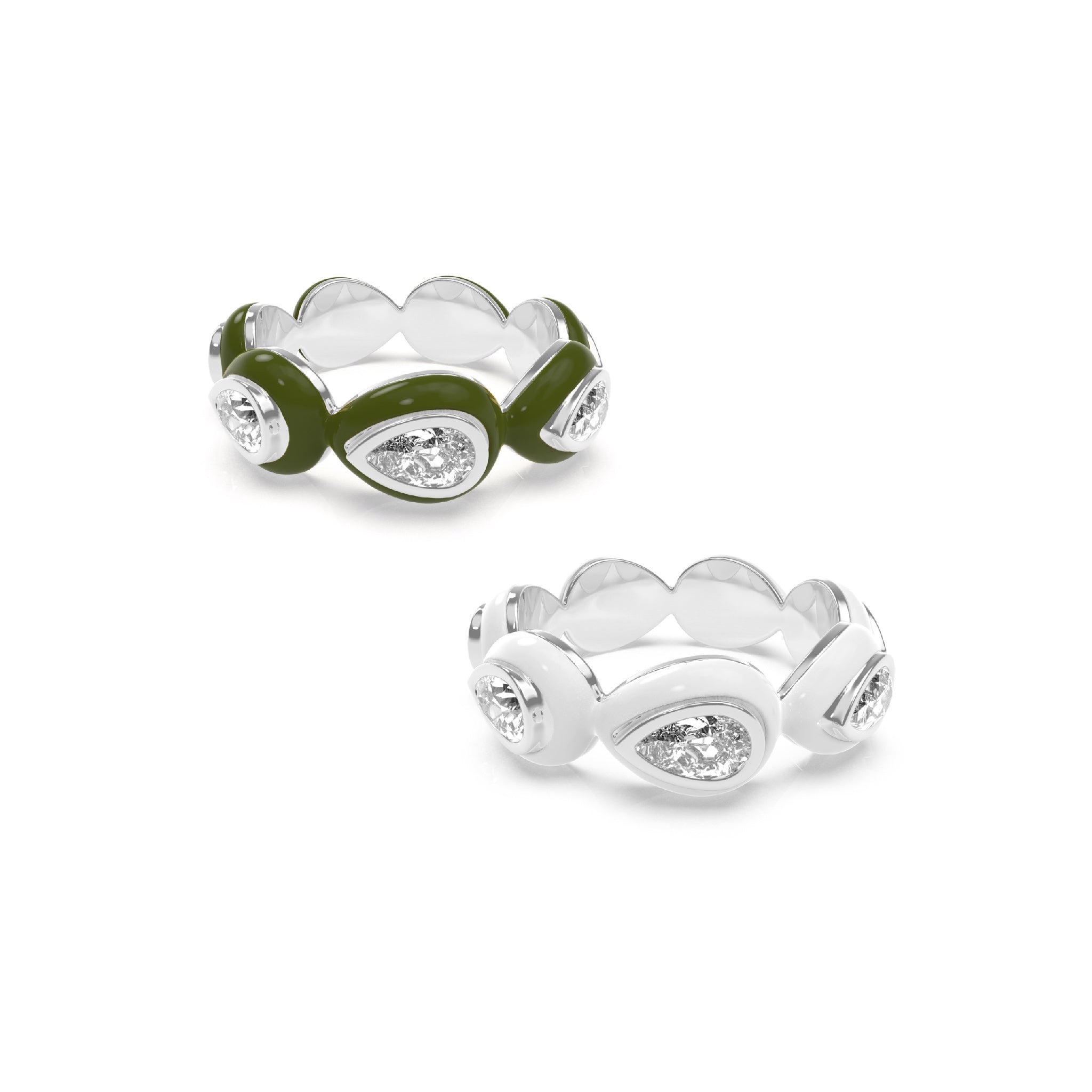 Enamel Bauble Pop Ring Duo - Octonov