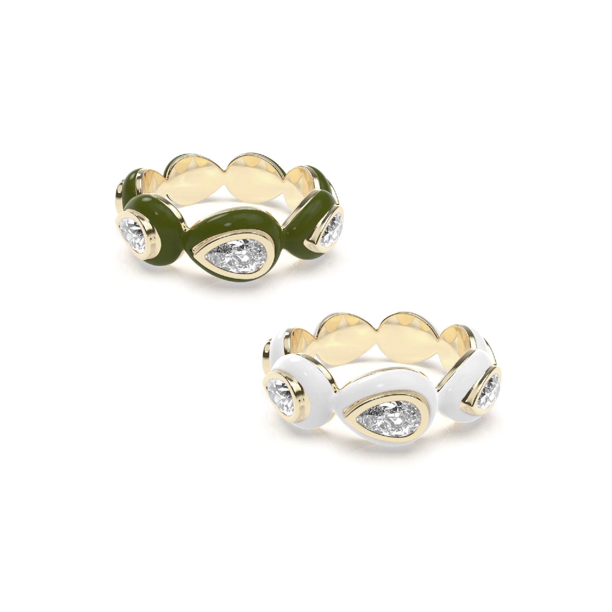 Enamel Bauble Pop Ring Duo - Octonov