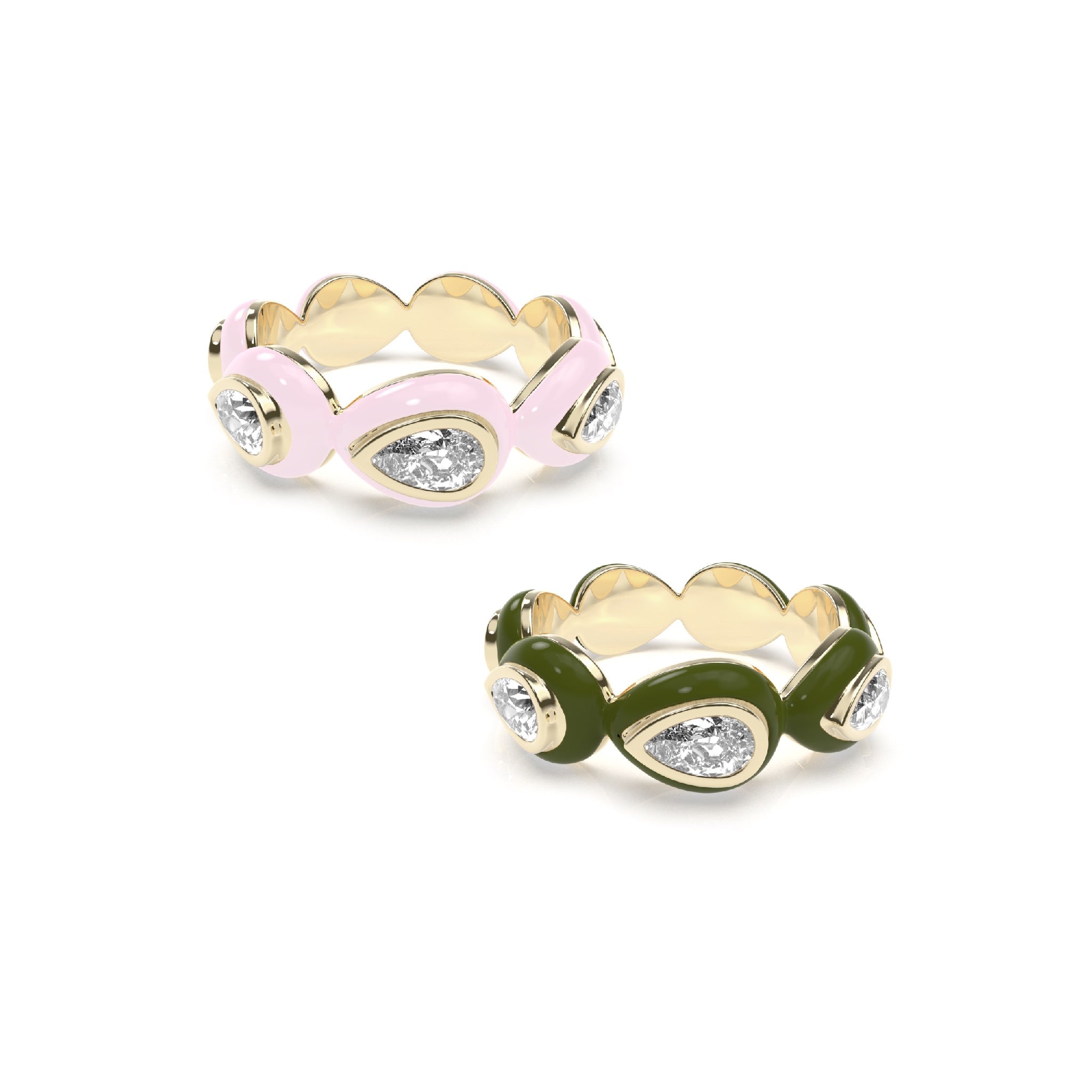 Enamel Bauble Pop Ring Duo - Octonov