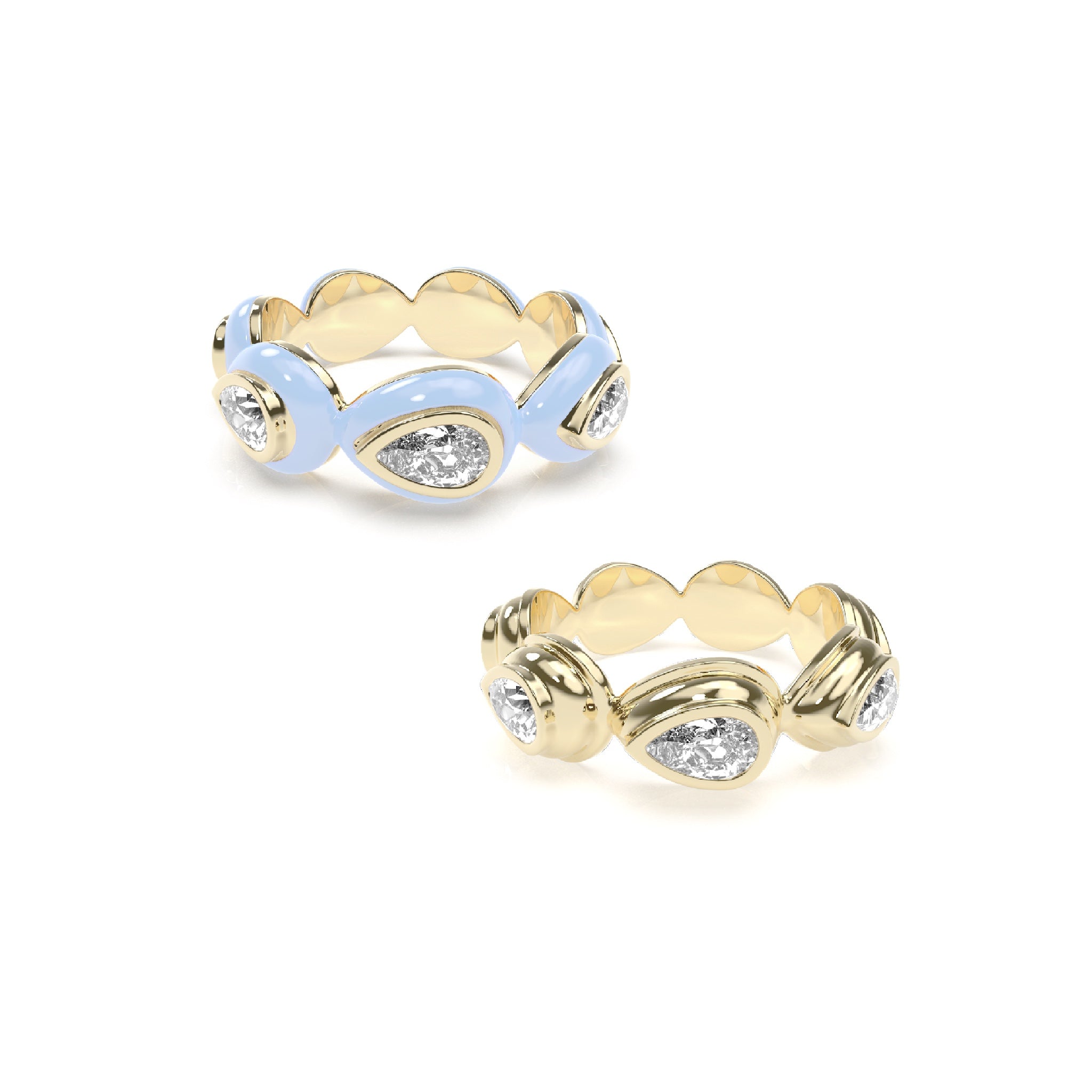 Enamel Bauble Pop & Solid Ring Duo - Octonov