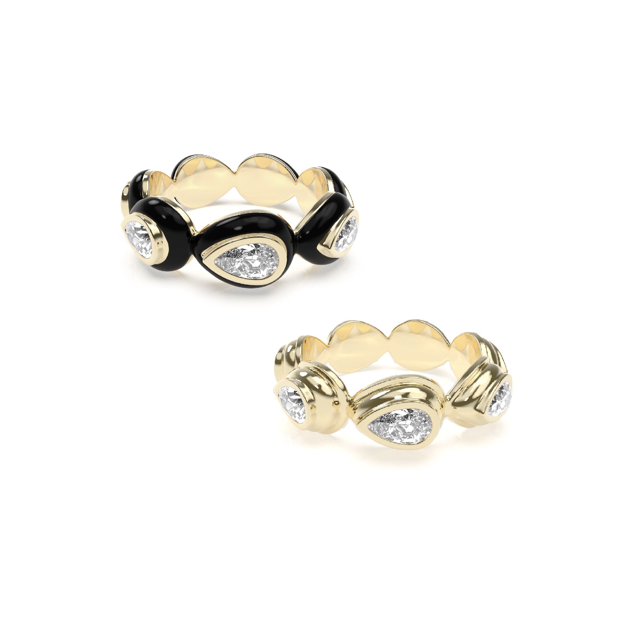 Enamel Bauble Pop & Solid Ring Duo - Octonov