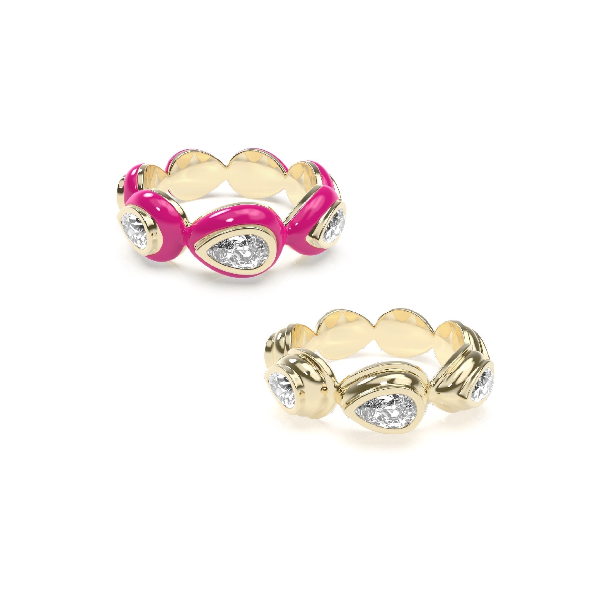 Enamel Bauble Pop & Solid Ring Duo - Octonov