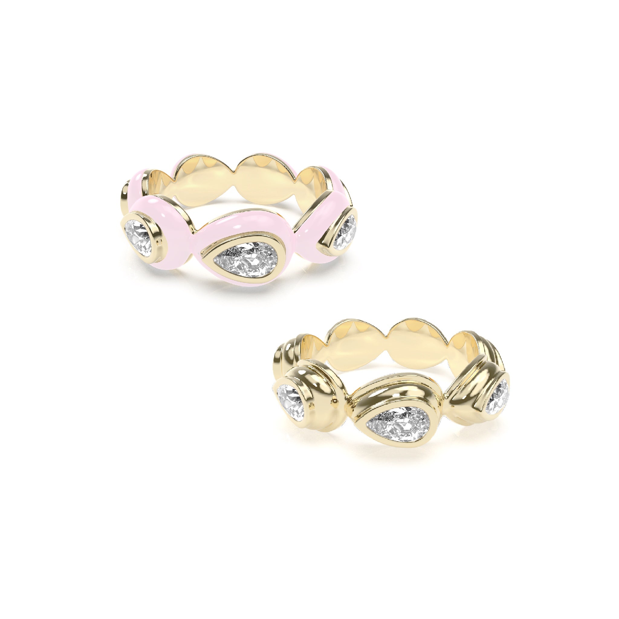Enamel Bauble Pop & Solid Ring Duo - Octonov