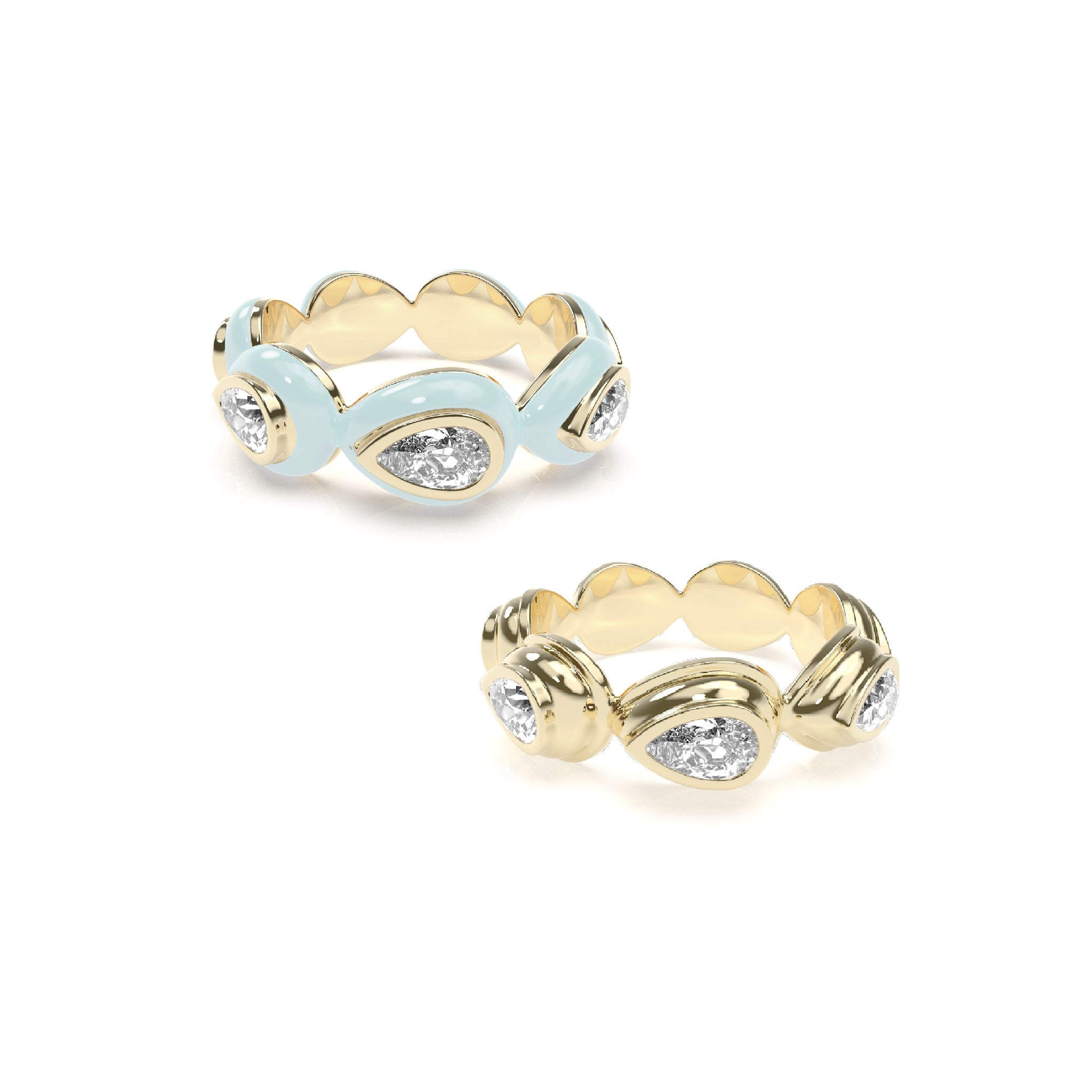 Enamel Bauble Pop & Solid Ring Duo - Octonov