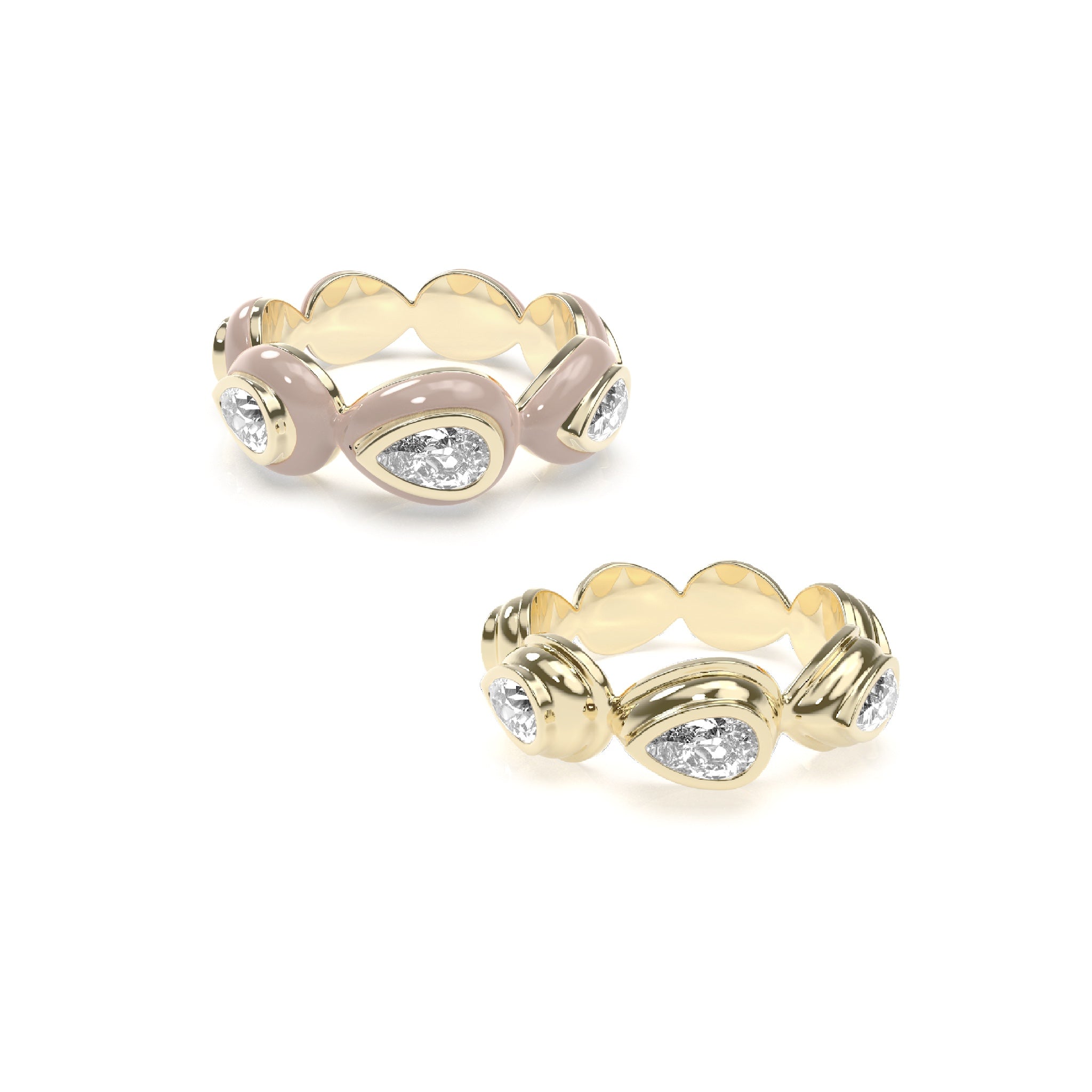 Enamel Bauble Pop & Solid Ring Duo - Octonov