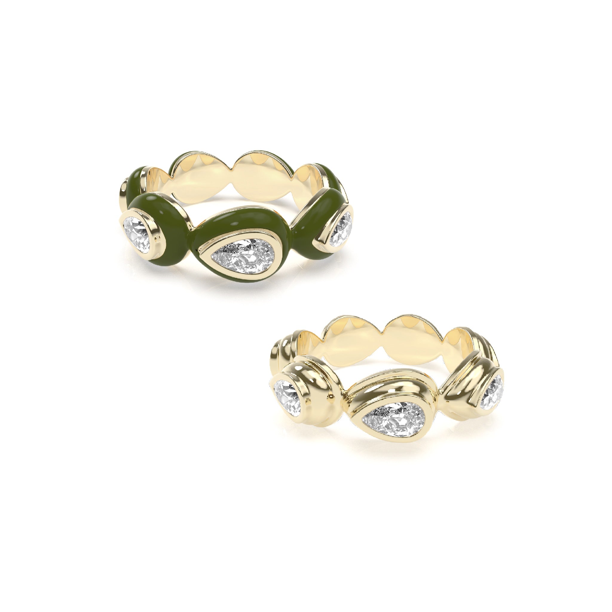Enamel Bauble Pop & Solid Ring Duo - Octonov