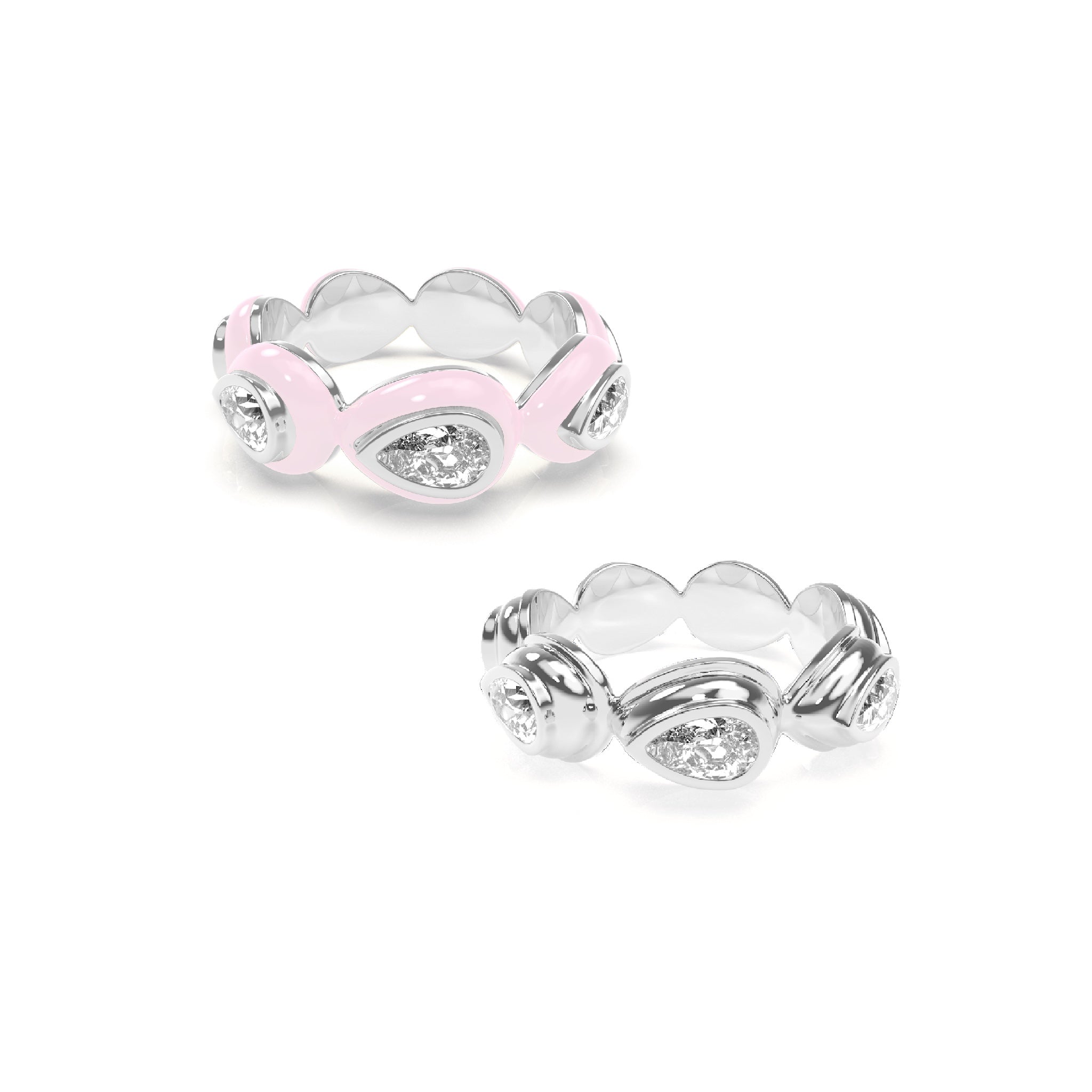 Enamel Bauble Pop & Solid Ring Duo - Octonov