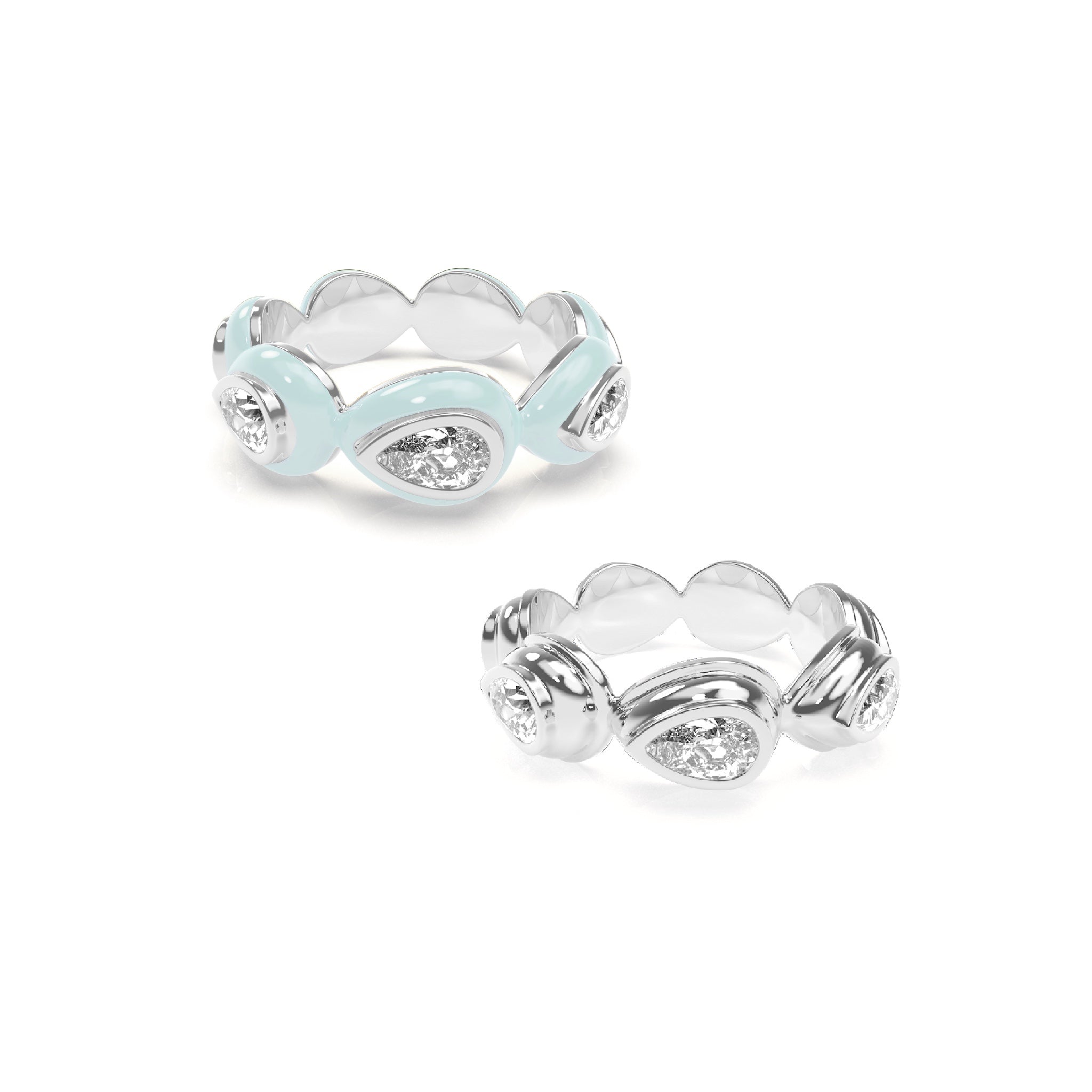 Enamel Bauble Pop & Solid Ring Duo - Octonov