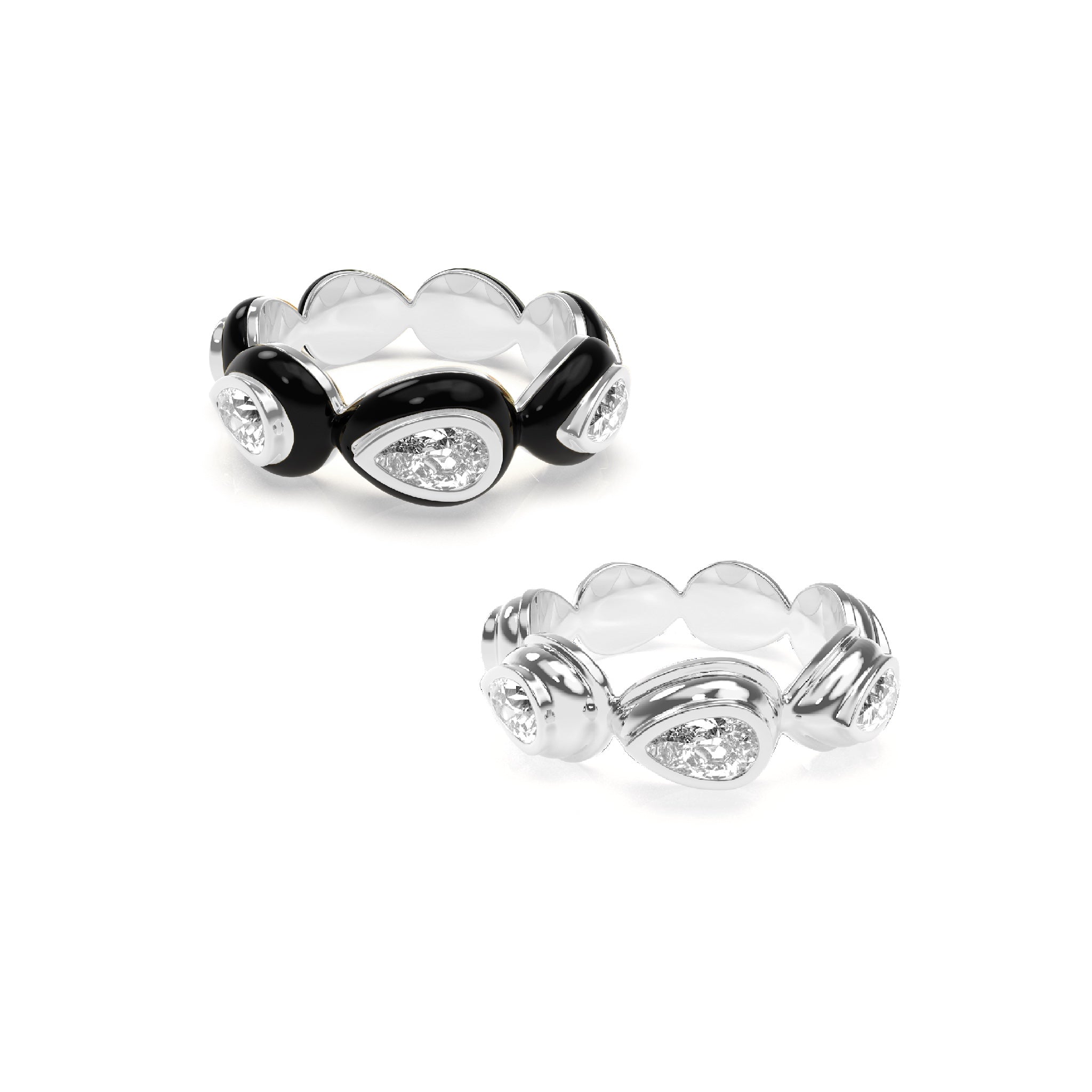 Enamel Bauble Pop & Solid Ring Duo - Octonov