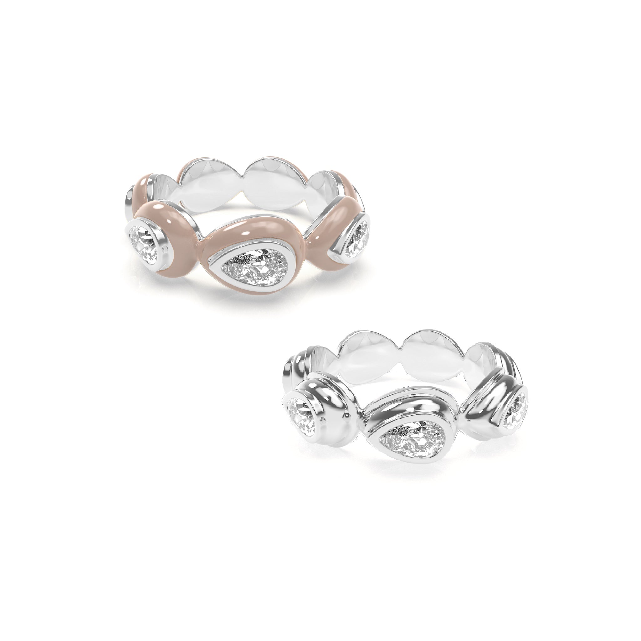 Enamel Bauble Pop & Solid Ring Duo - Octonov