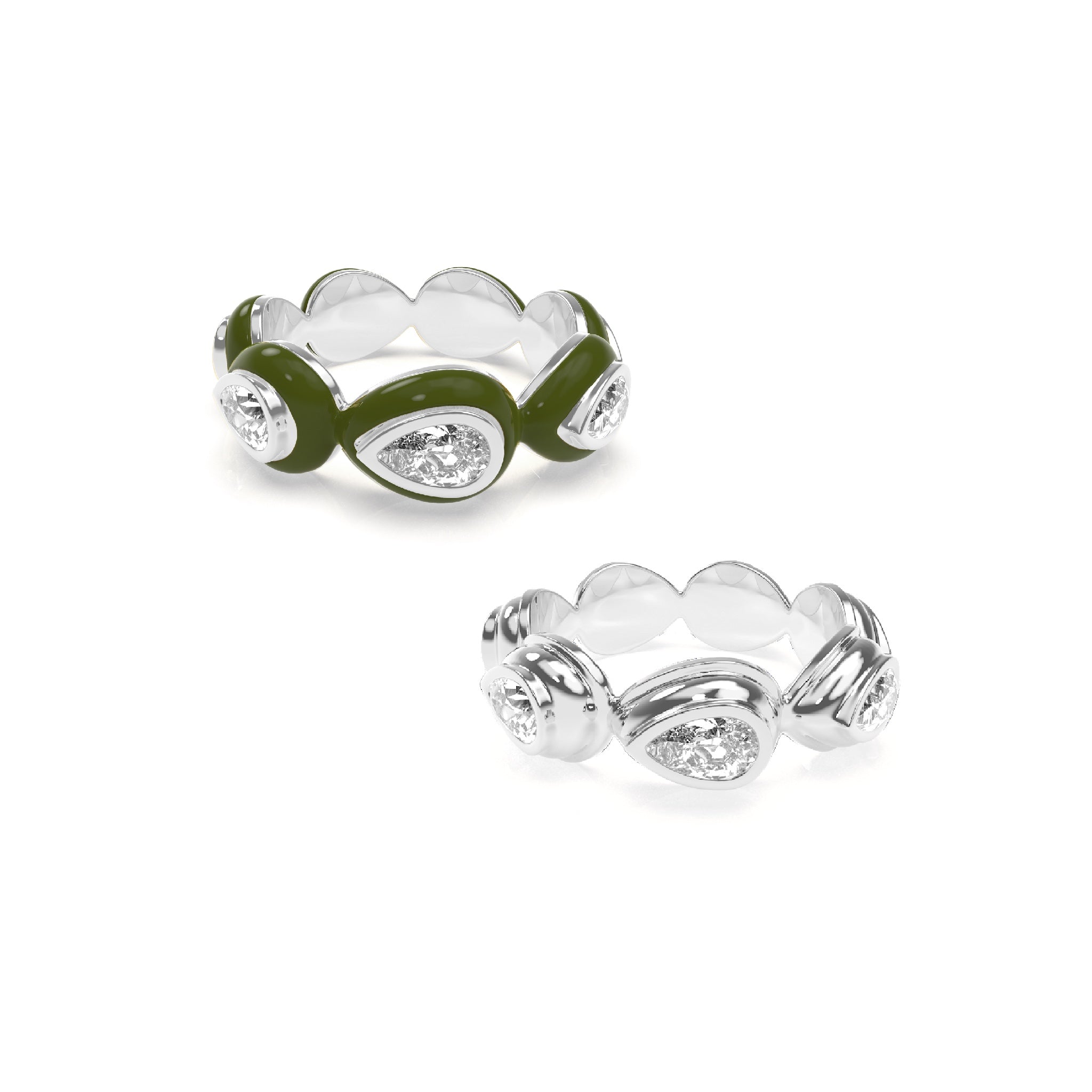 Enamel Bauble Pop & Solid Ring Duo - Octonov