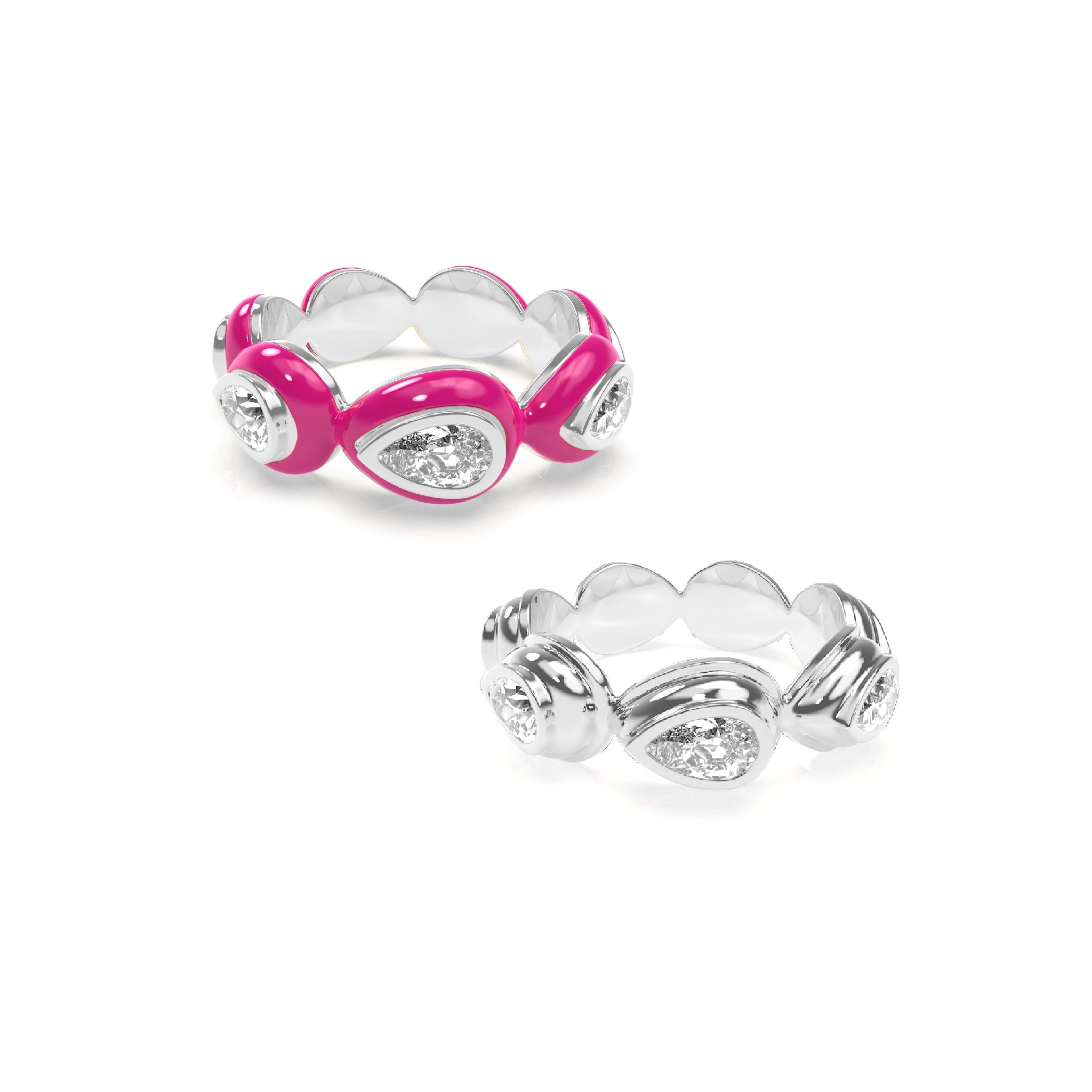 Enamel Bauble Pop & Solid Ring Duo - Octonov