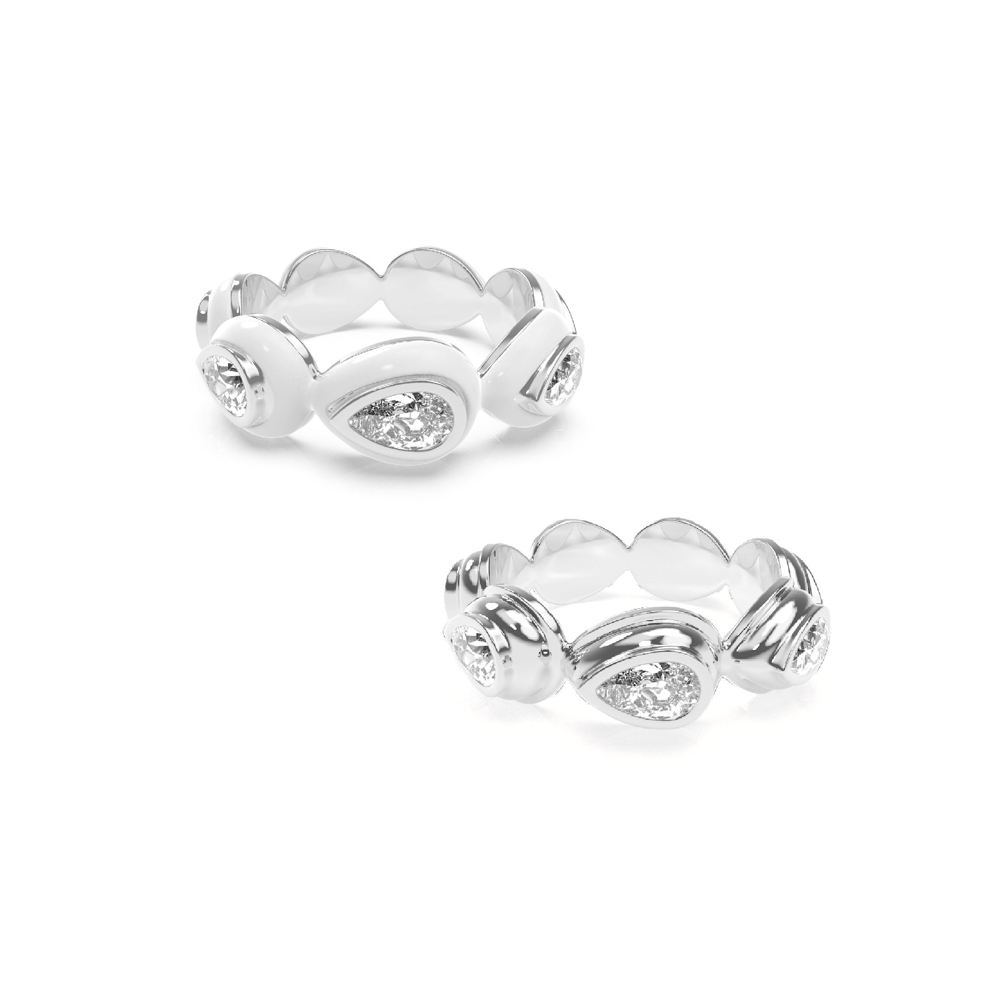 Enamel Bauble Pop & Solid Ring Duo - Octonov