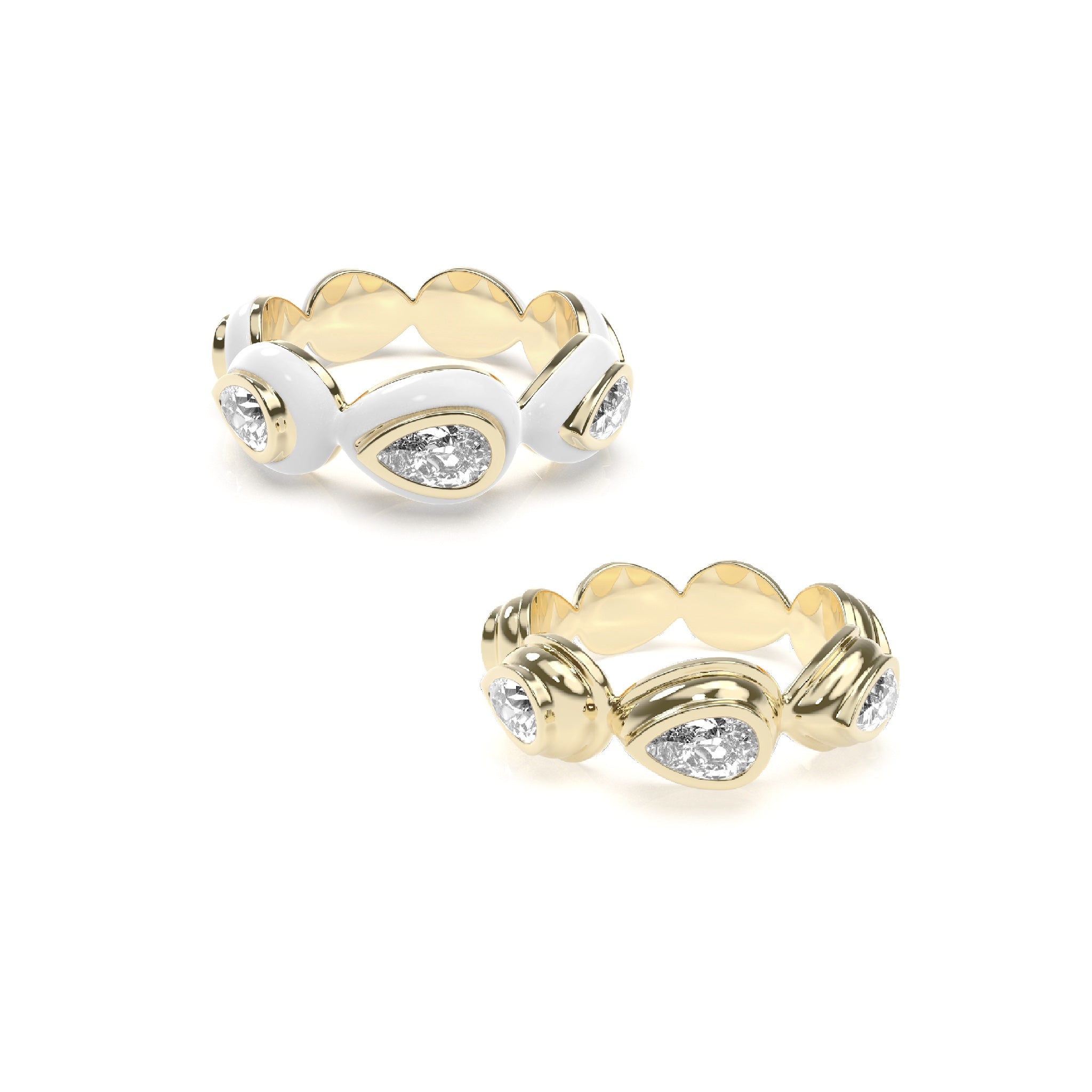 Enamel Bauble Pop & Solid Ring Duo - Octonov