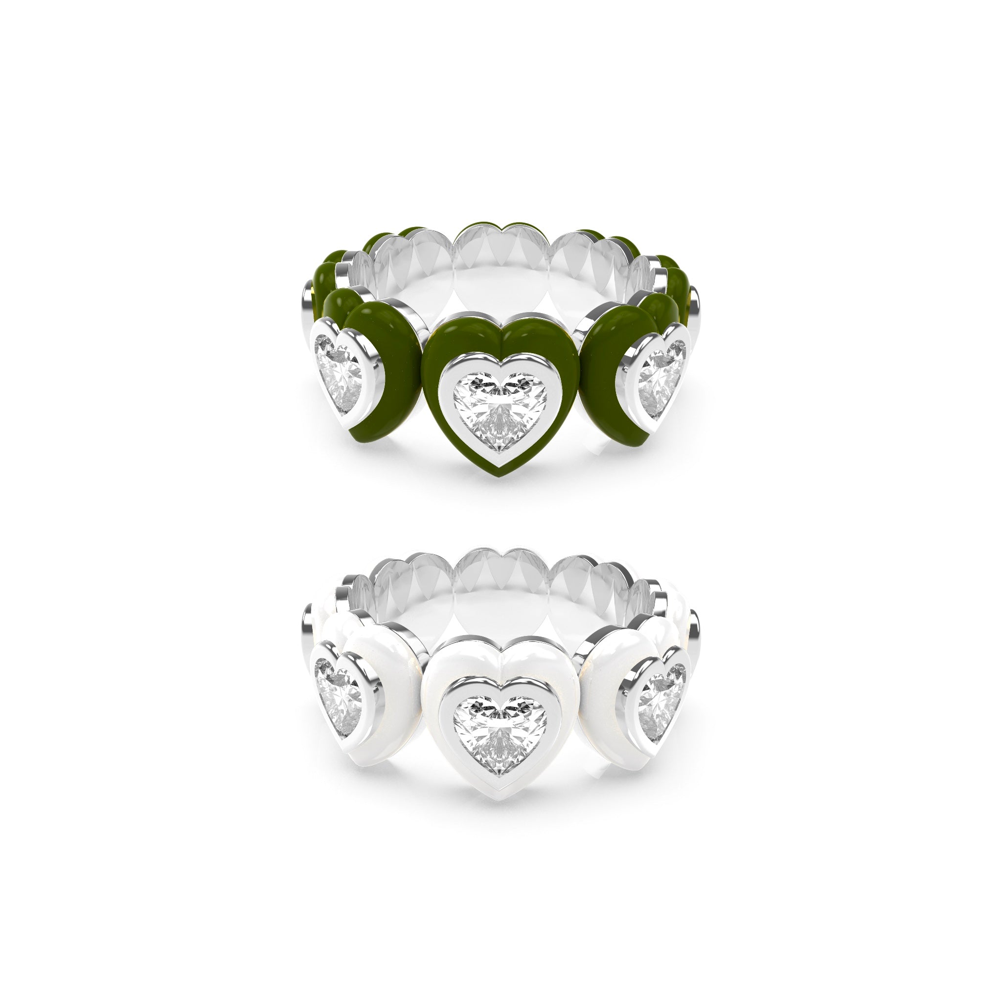 Heart Enamel Bauble Pop Ring Duo - Octonov