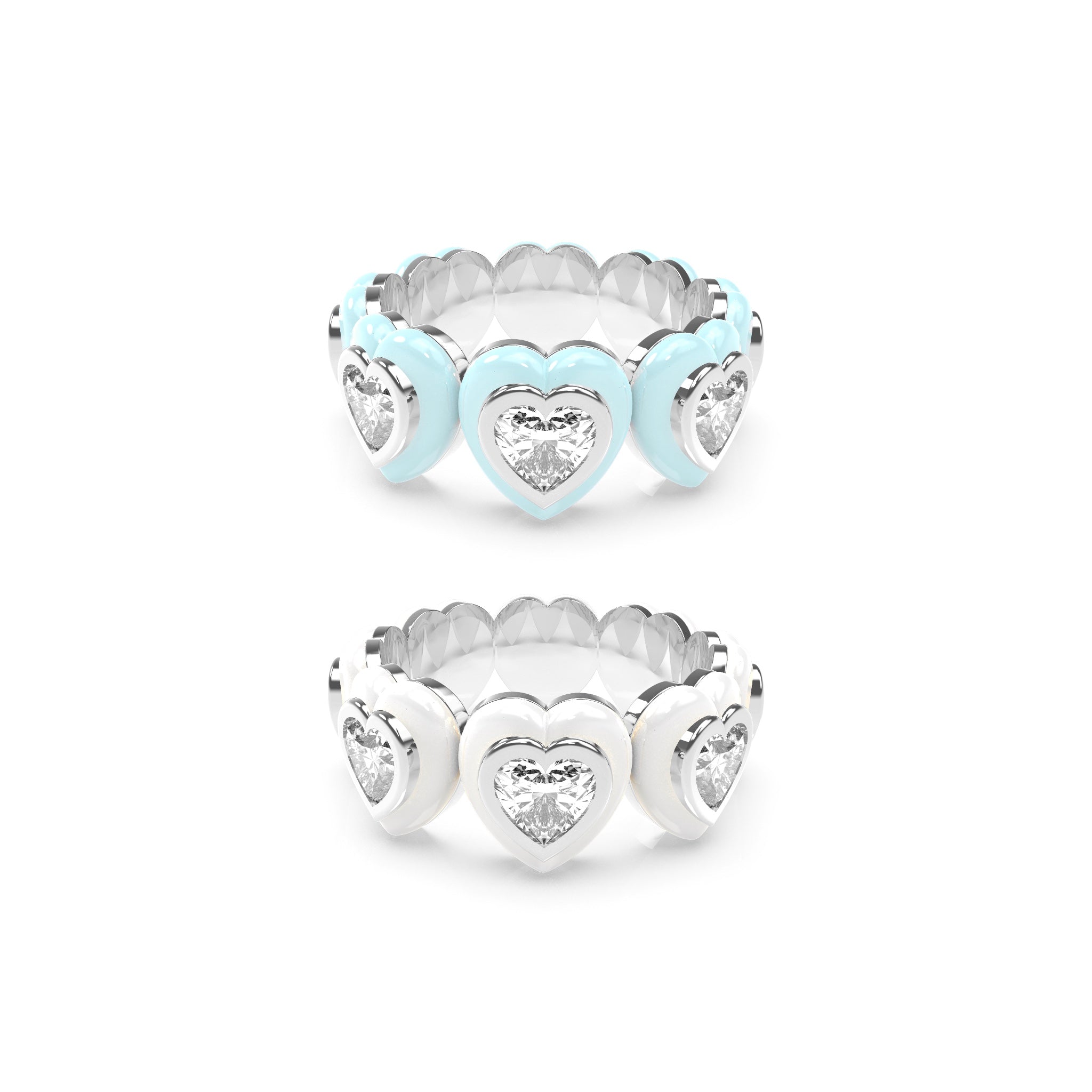 Heart Enamel Bauble Pop Ring Duo - Octonov