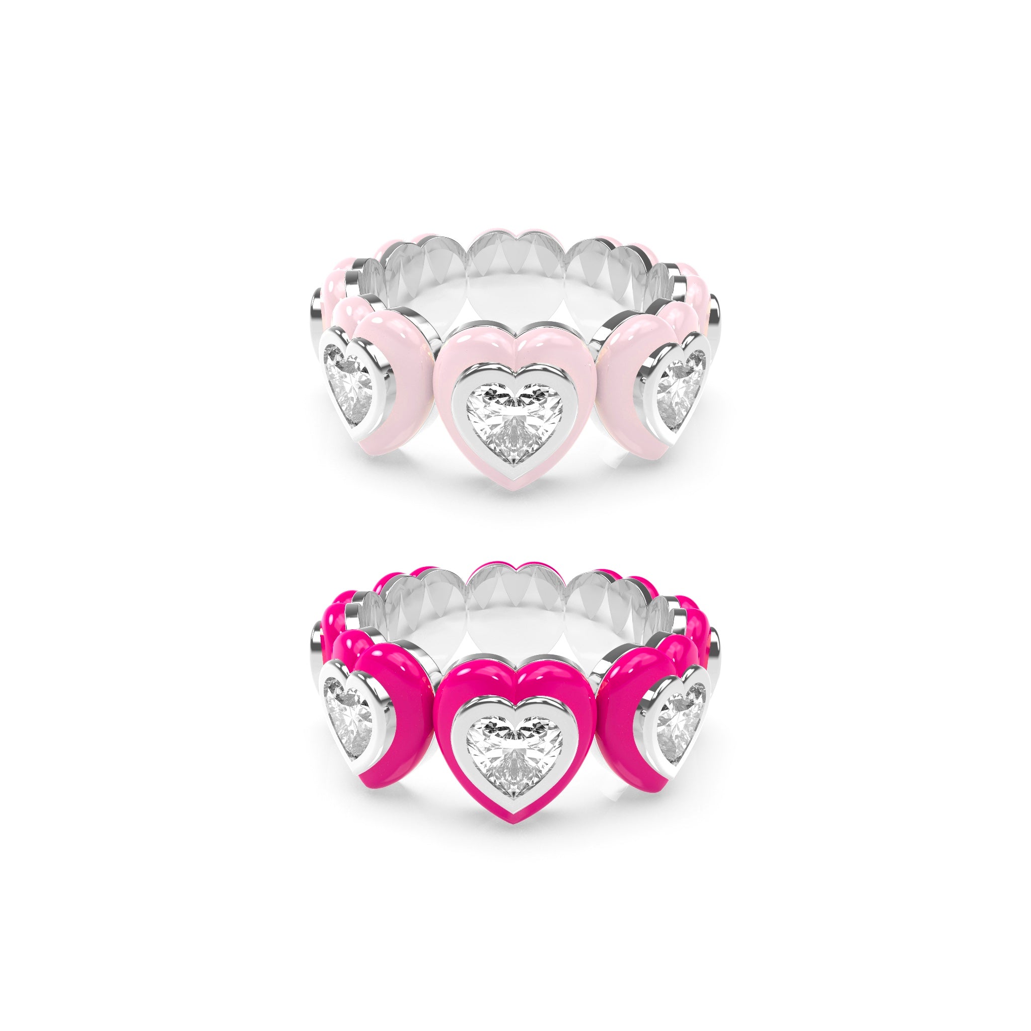 Heart Enamel Bauble Pop Ring Duo - Octonov