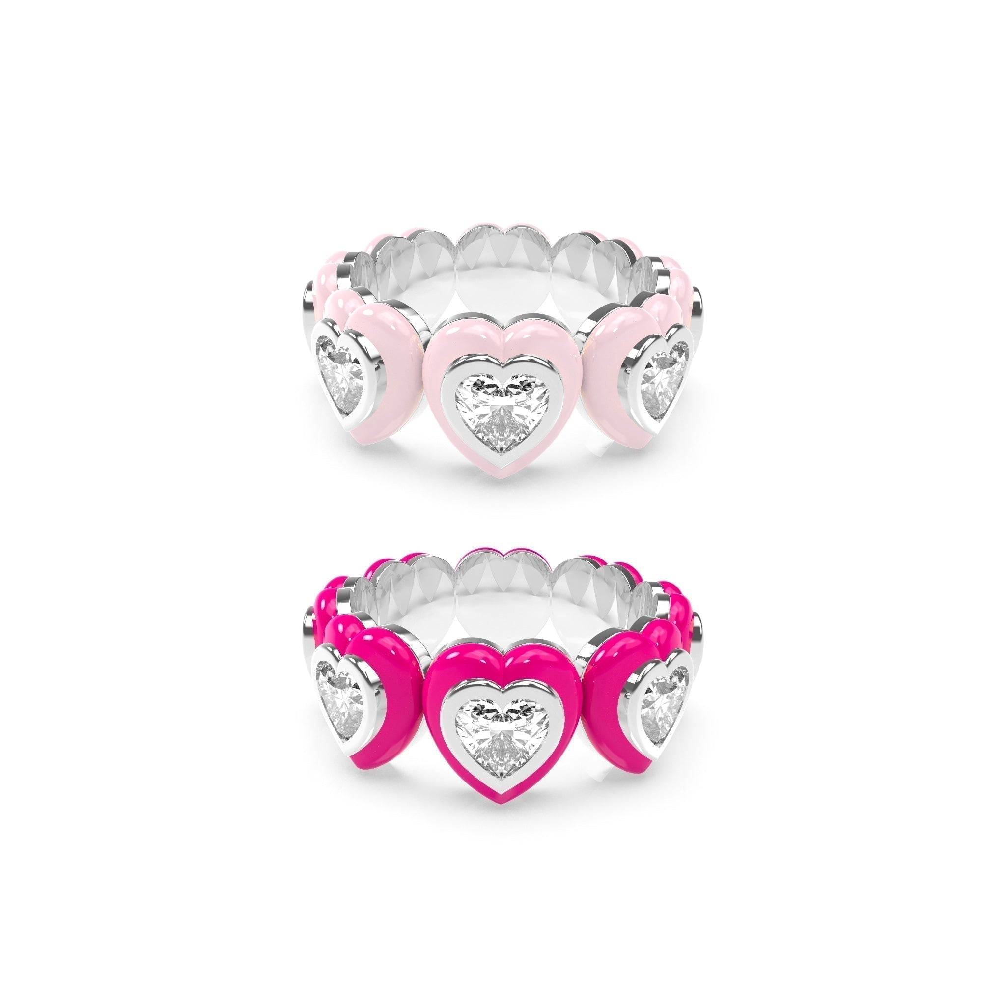 Heart Enamel Bauble Pop Ring Duo - Octonov