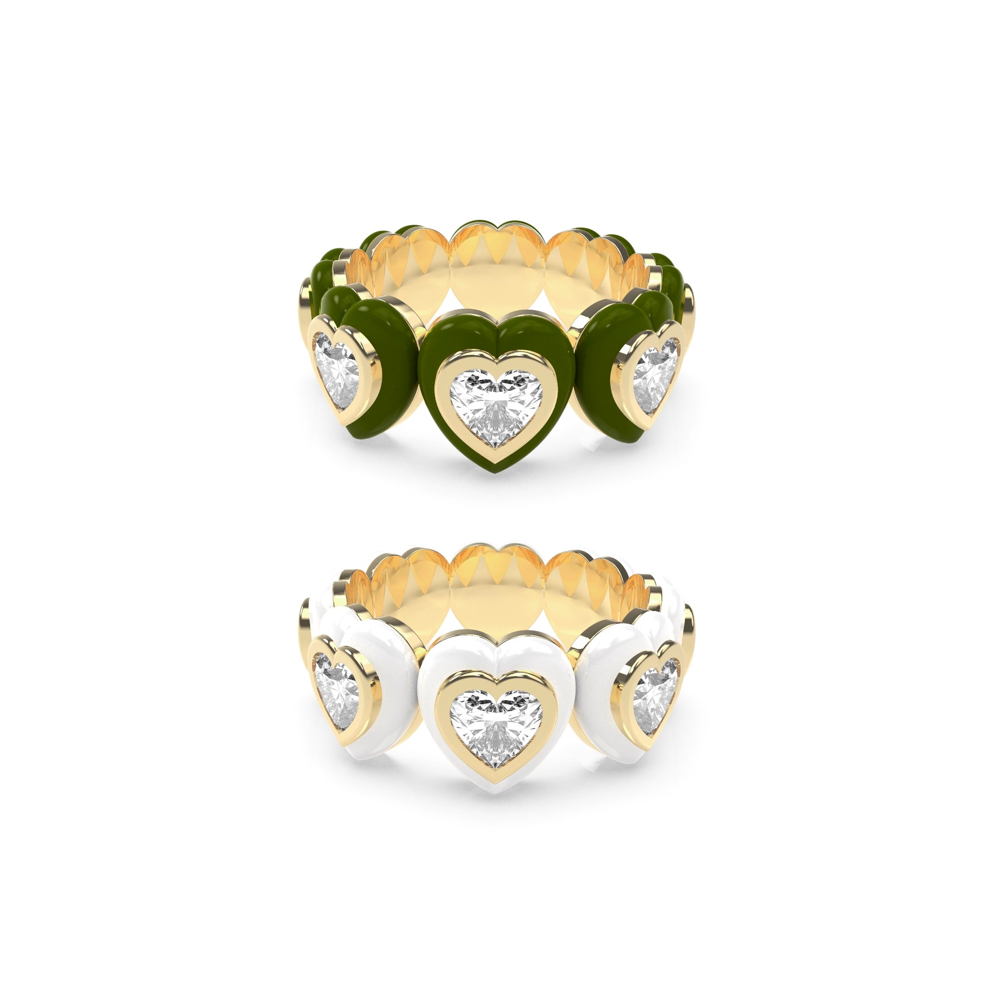 Heart Enamel Bauble Pop Ring Duo - Octonov