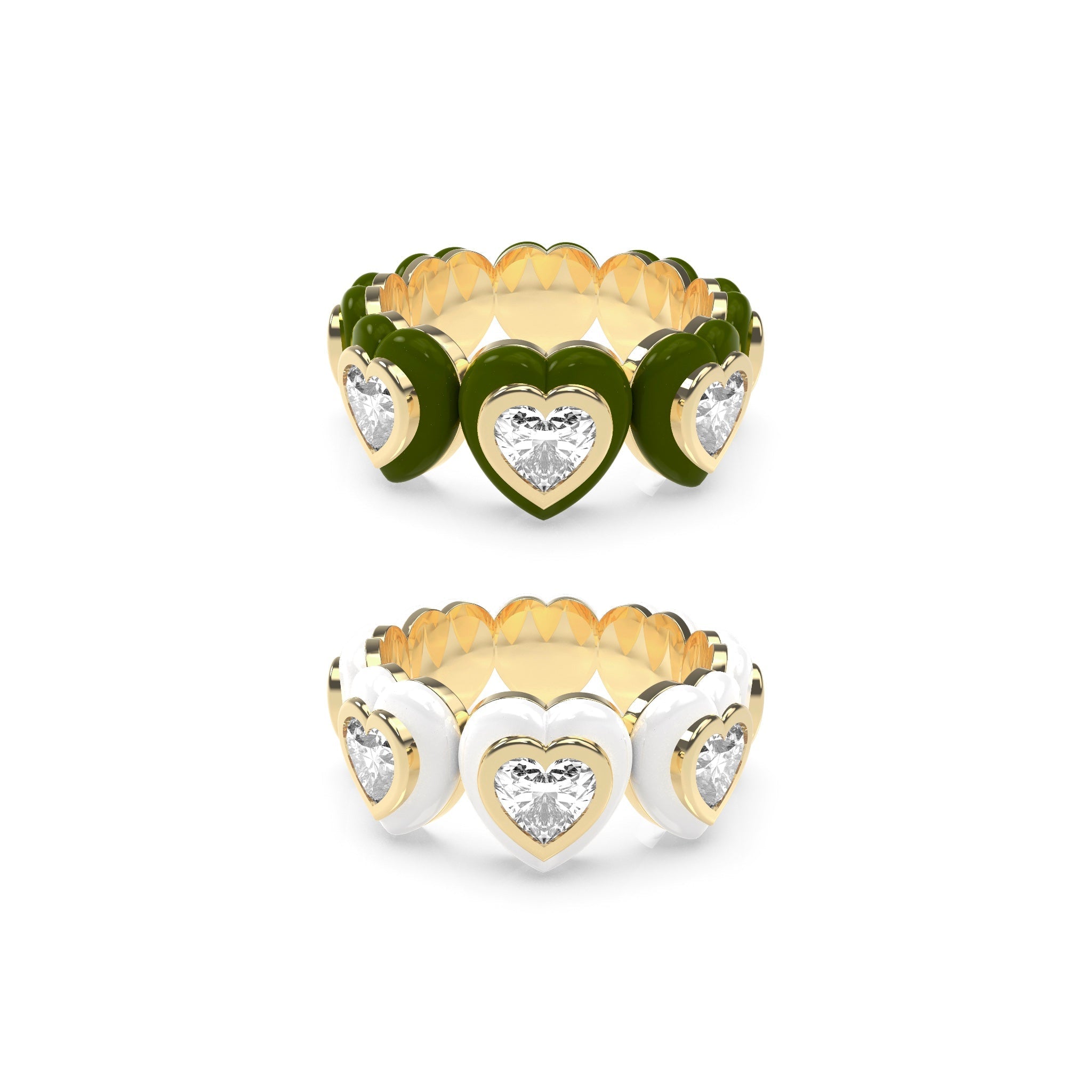 Heart Enamel Bauble Pop Ring Duo - Octonov