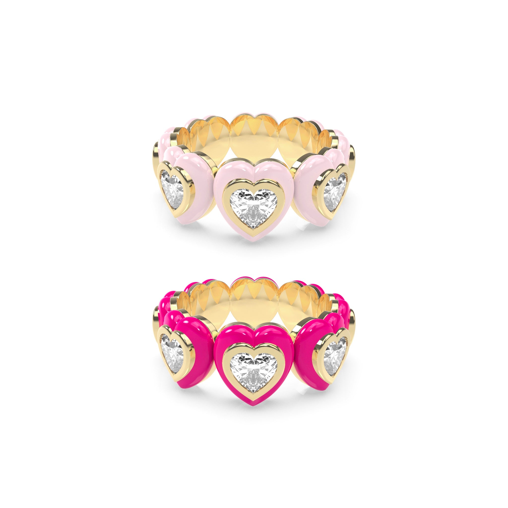 Heart Enamel Bauble Pop Ring Duo - Octonov