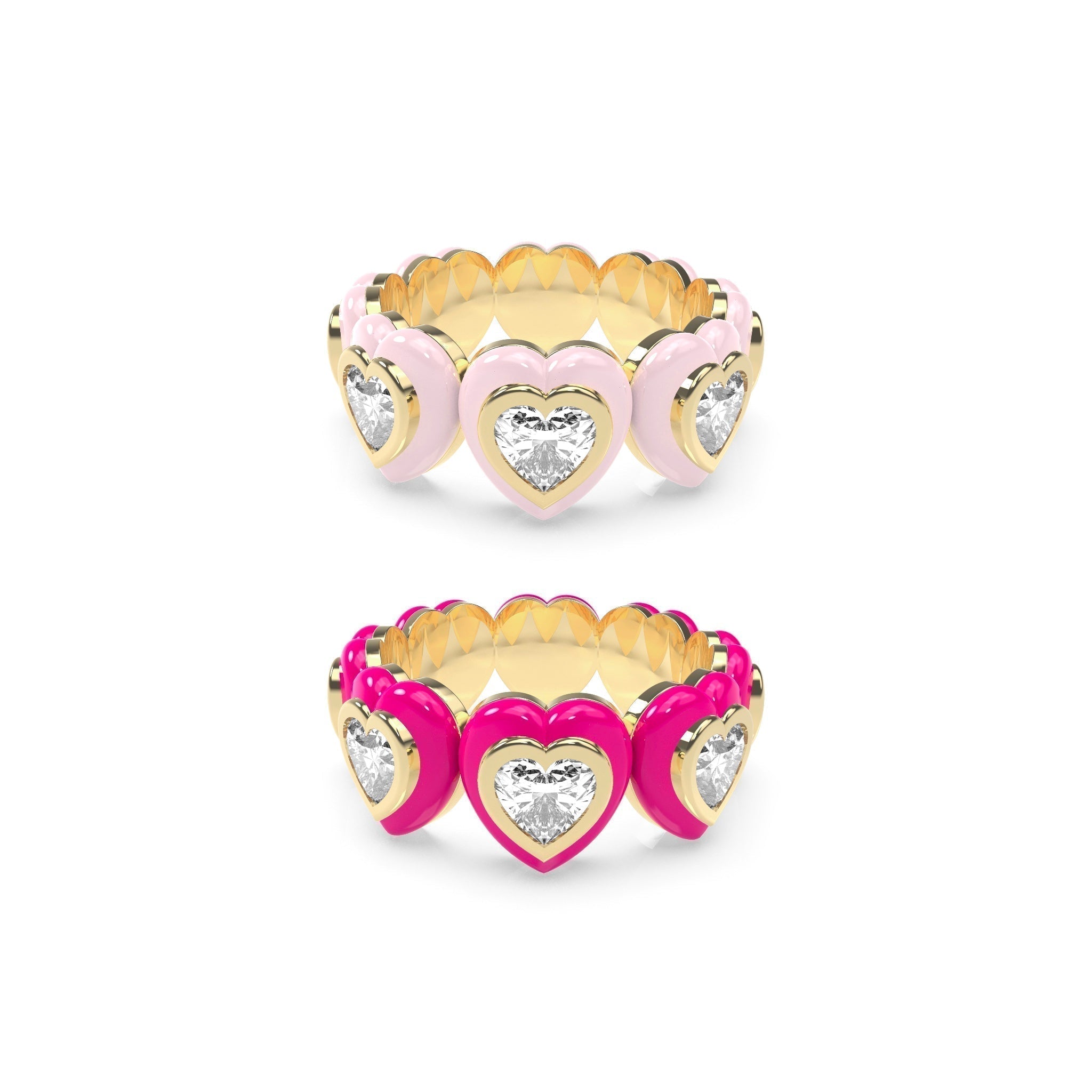 Heart Enamel Bauble Pop Ring Duo - Octonov