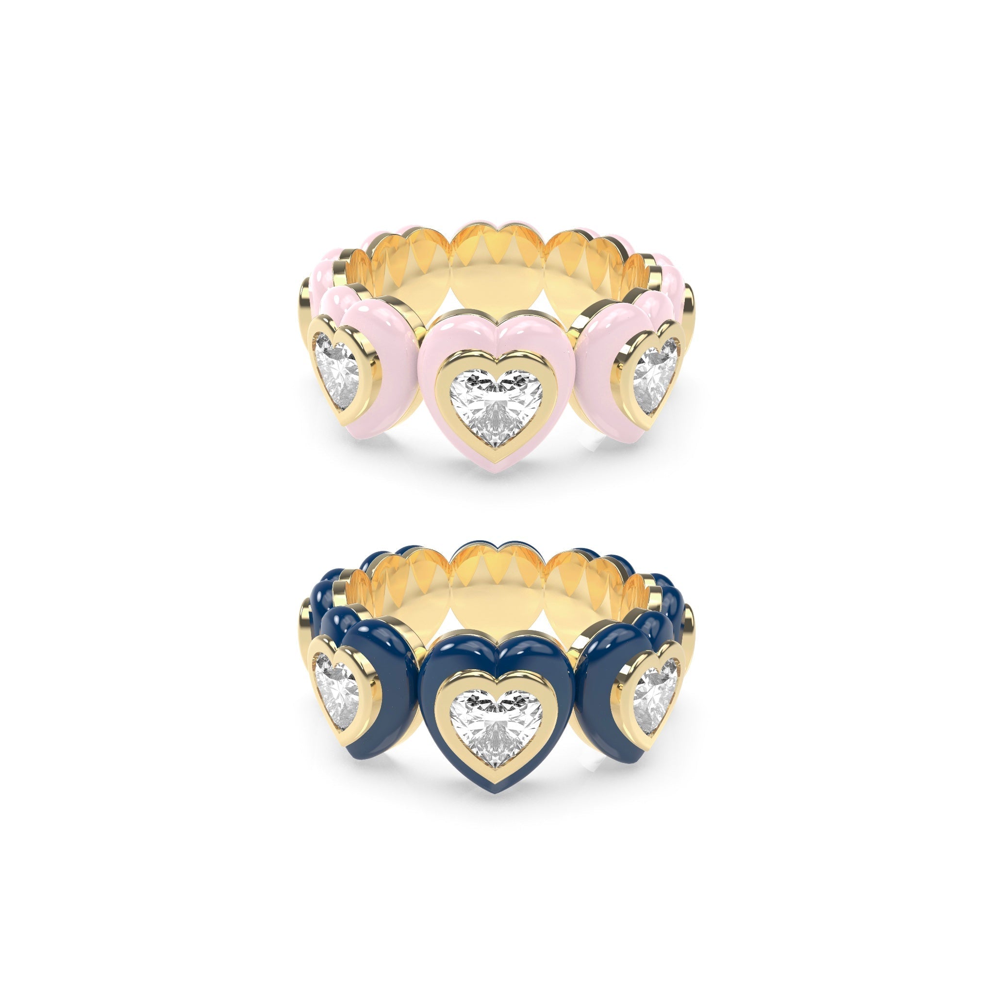 Heart Enamel Bauble Pop Ring Duo - Octonov