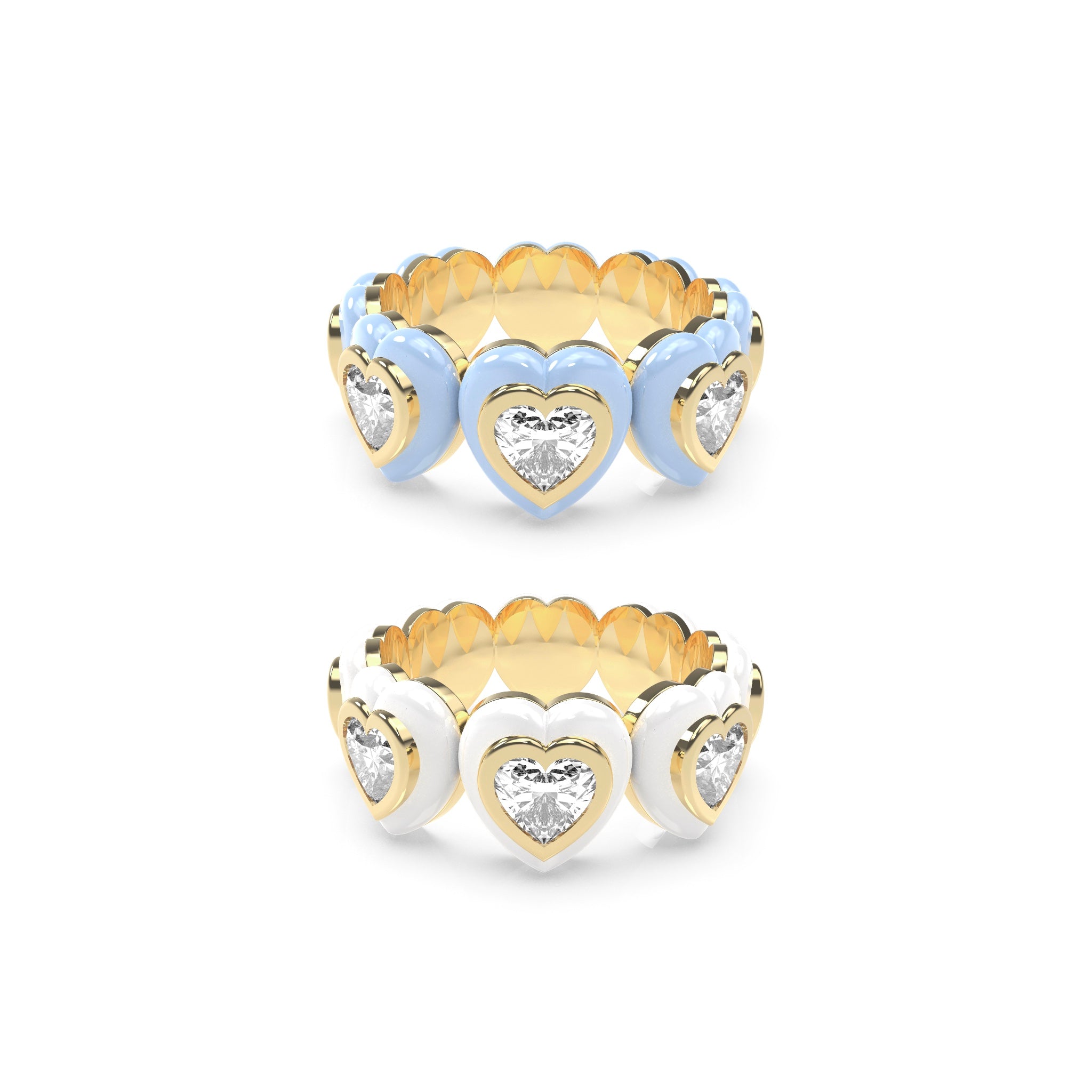 Heart Enamel Bauble Pop Ring Duo - Octonov
