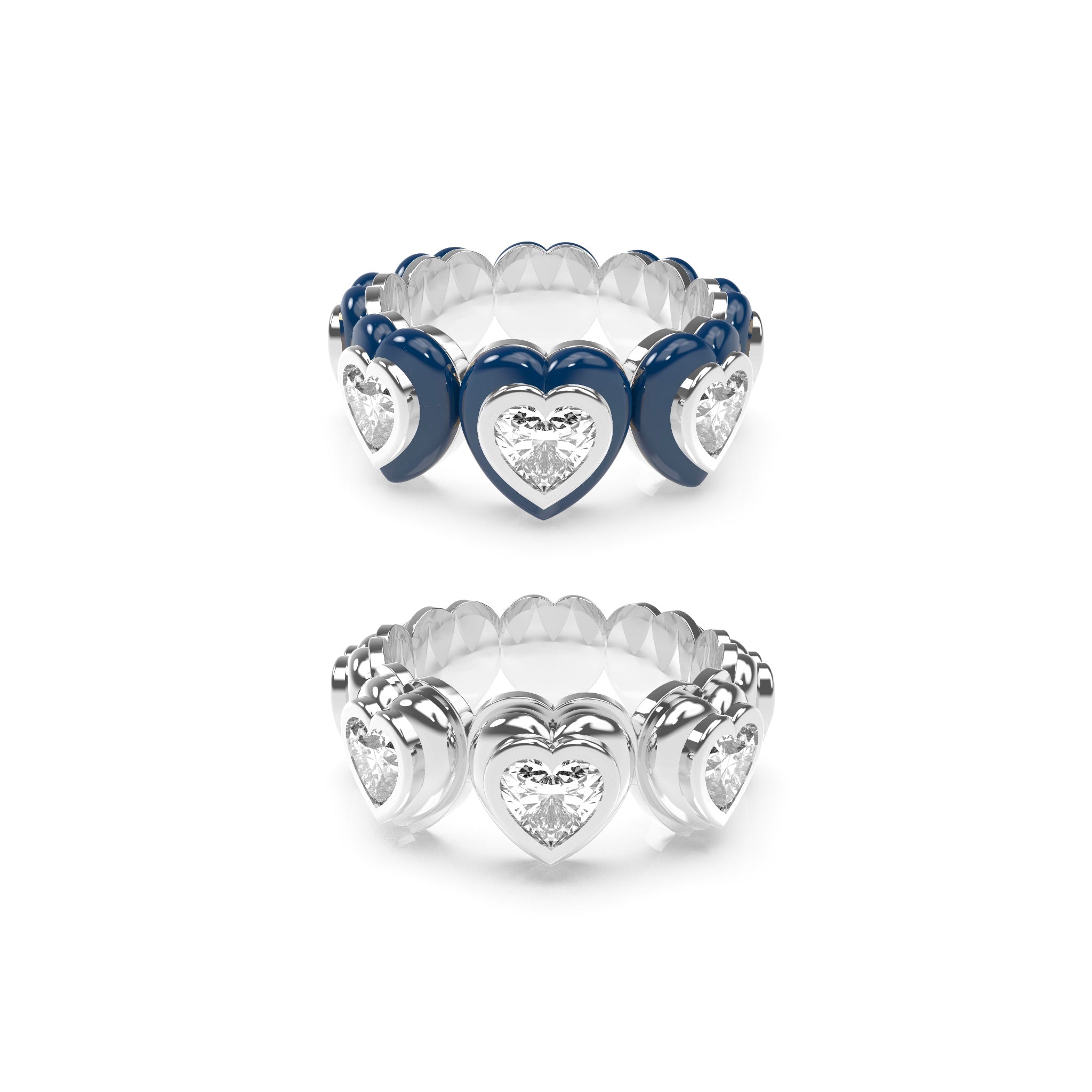 Heart Enamel Bauble Pop & Solid Ring Duo - Octonov