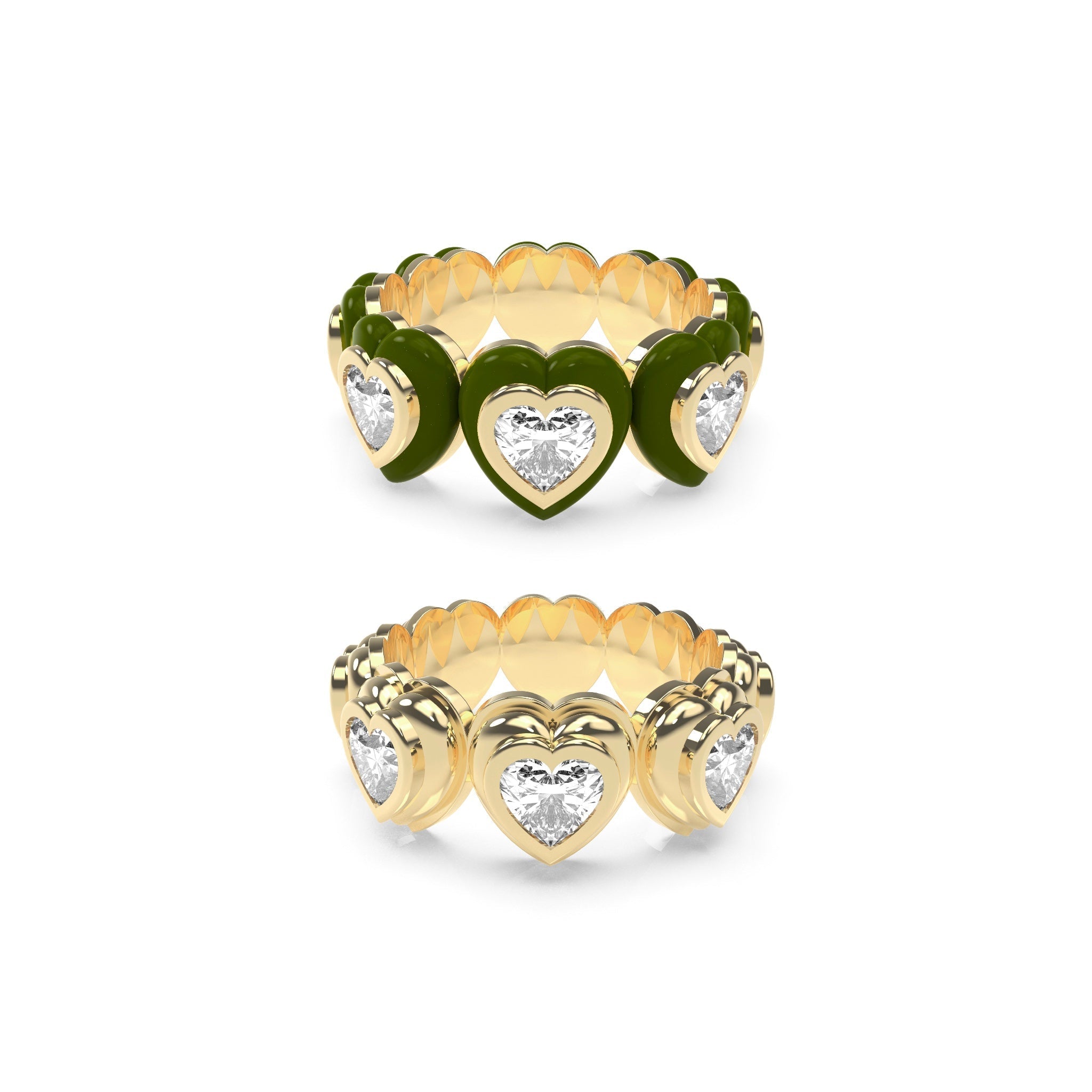 Heart Enamel Bauble Pop & Solid Ring Duo - Octonov