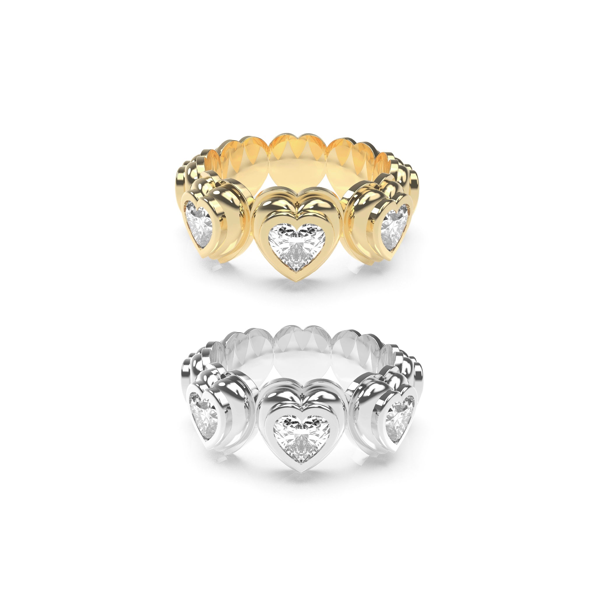 Solid Heart Bauble Pop Ring Duo - Octonov