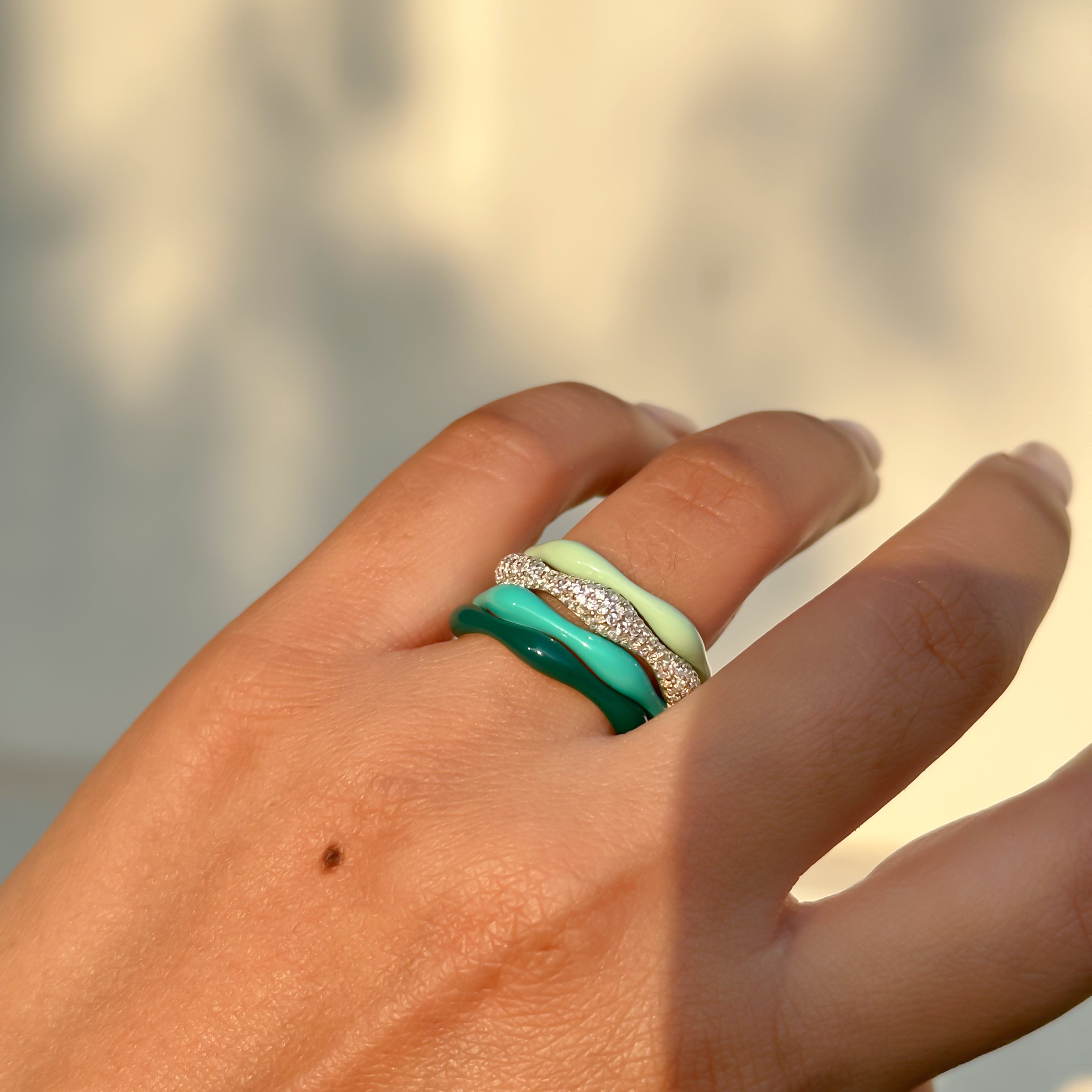 Sorbet Swirl Shades of Green & Diamond Swirls Set of 4 - Octonov