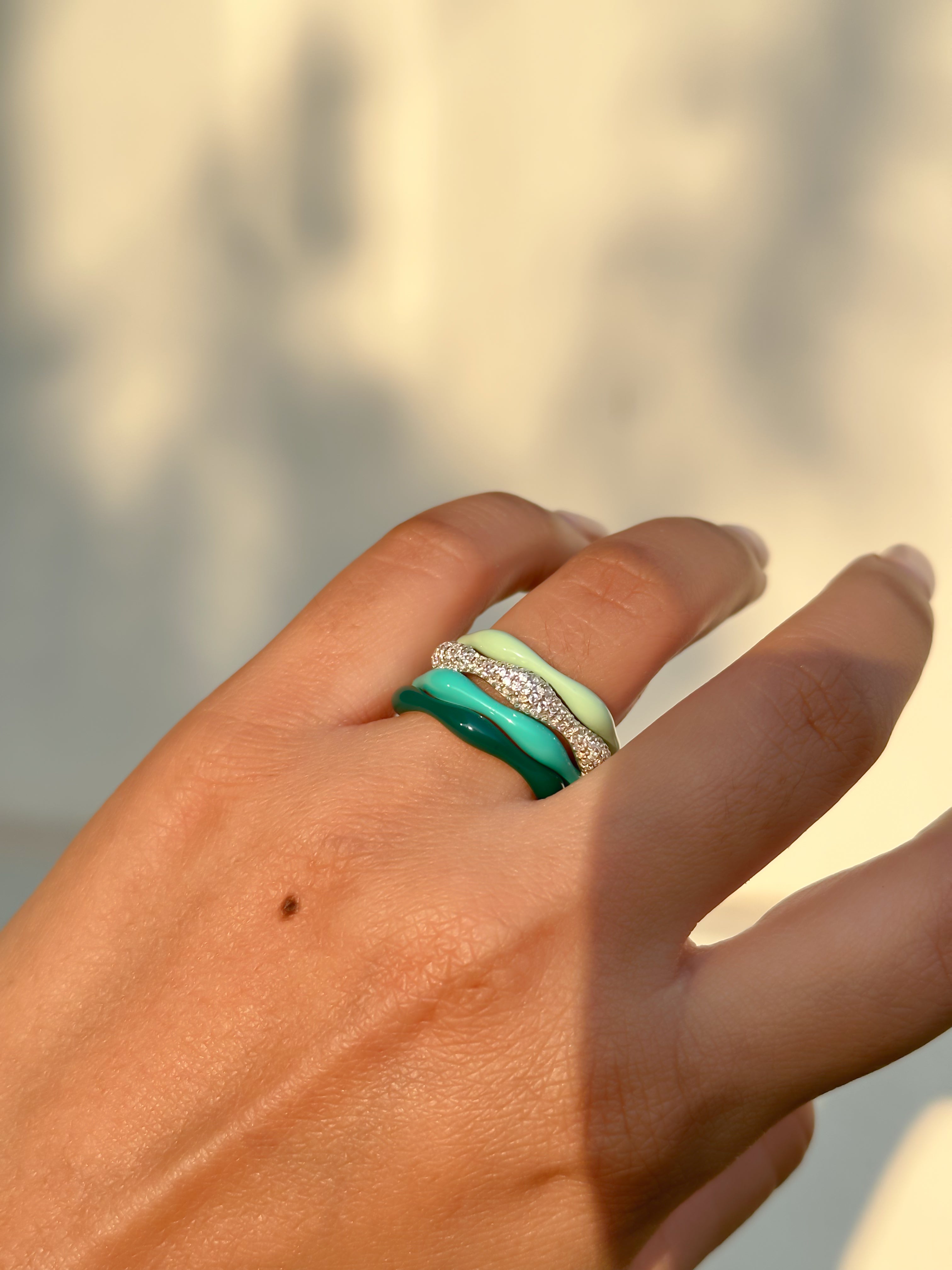 Sorbet Swirl Shades of Green & Diamond Swirls Set of 4 - Octonov