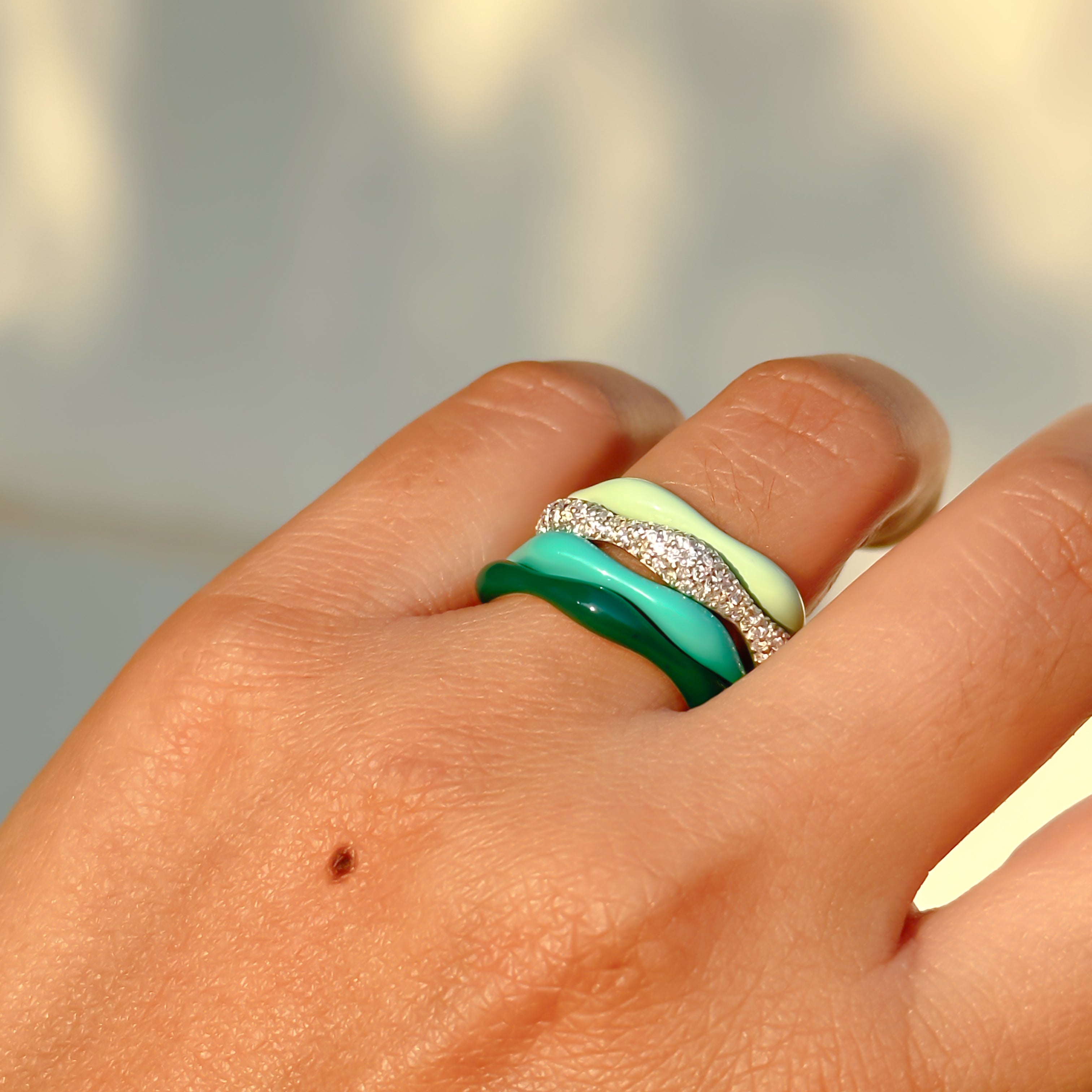 Sorbet Swirl Shades of Green & Diamond Swirls Set of 4 - Octonov