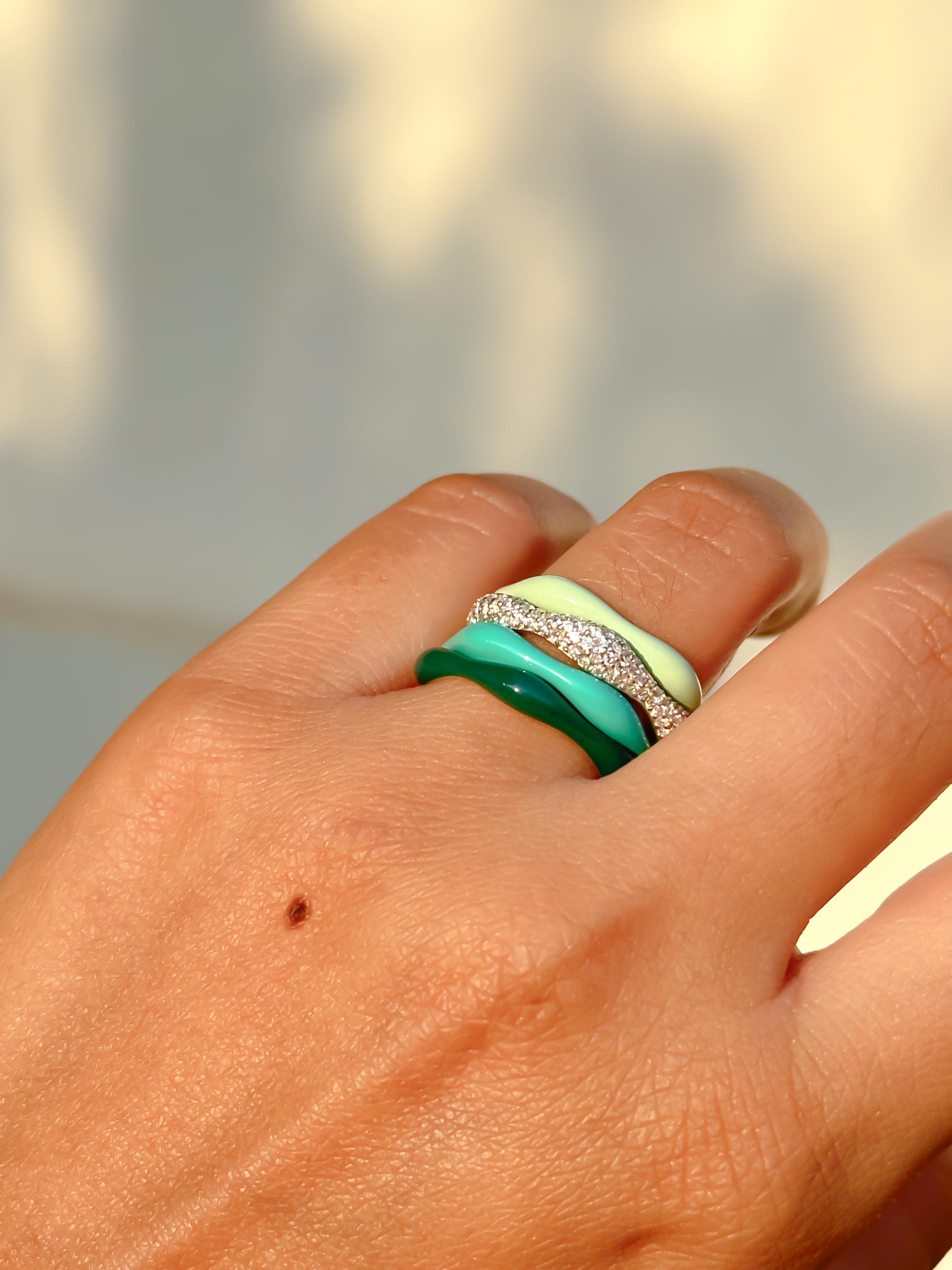 Sorbet Swirl Shades of Green & Diamond Swirls Set of 4 - Octonov