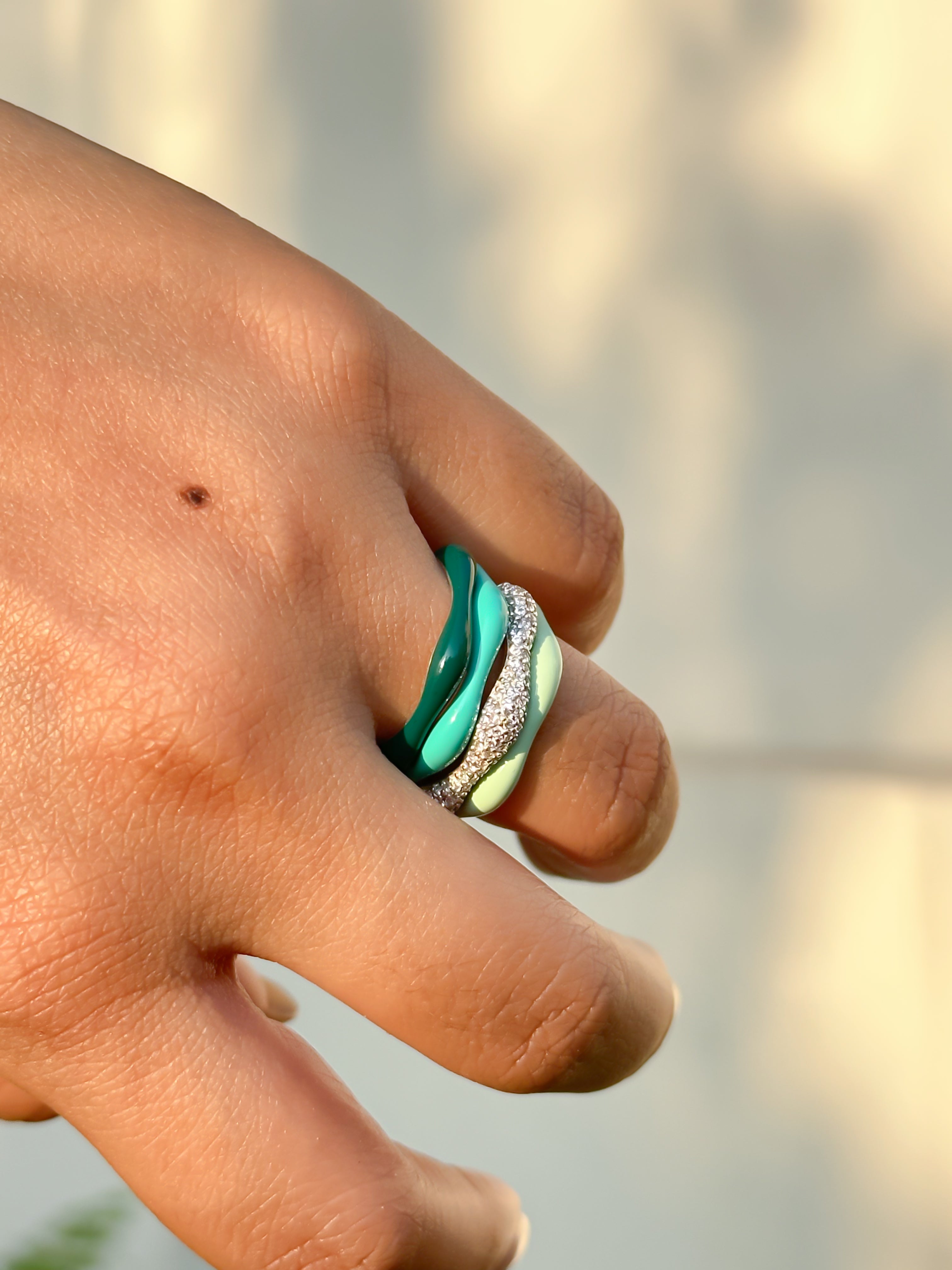 Sorbet Swirl Shades of Green & Diamond Swirls Set of 4 - Octonov