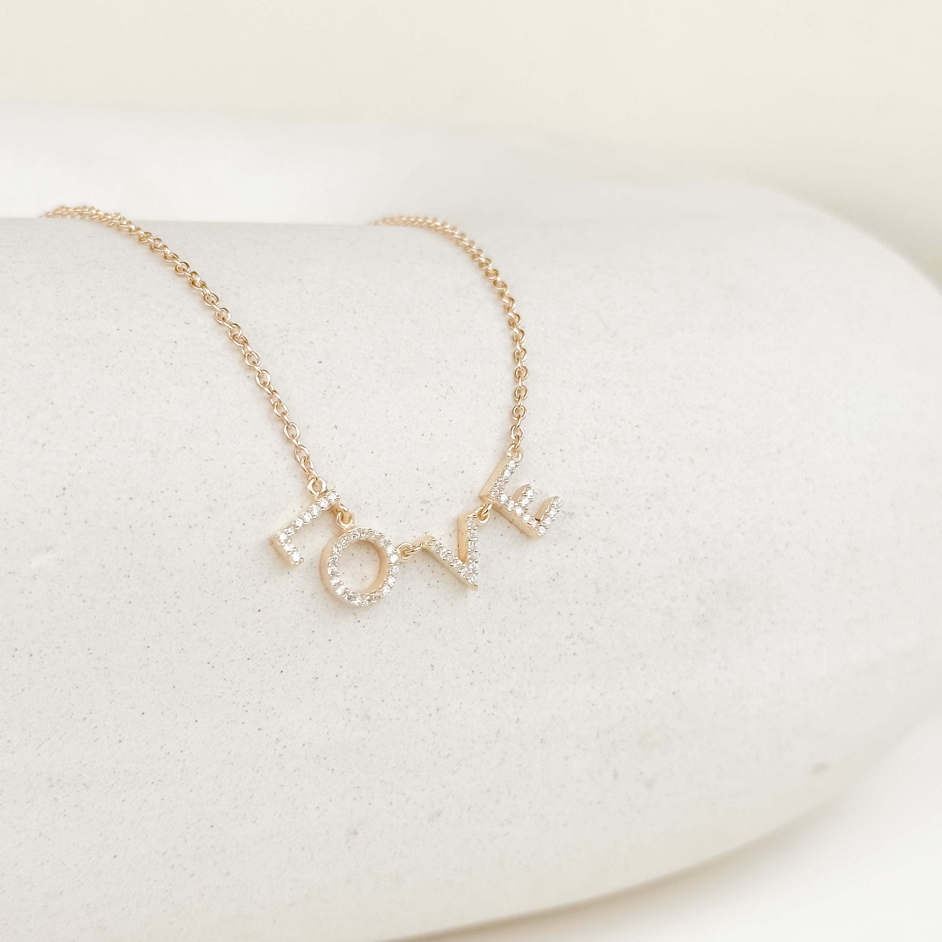 LOVE Pave Dainty Necklace - Octonov
