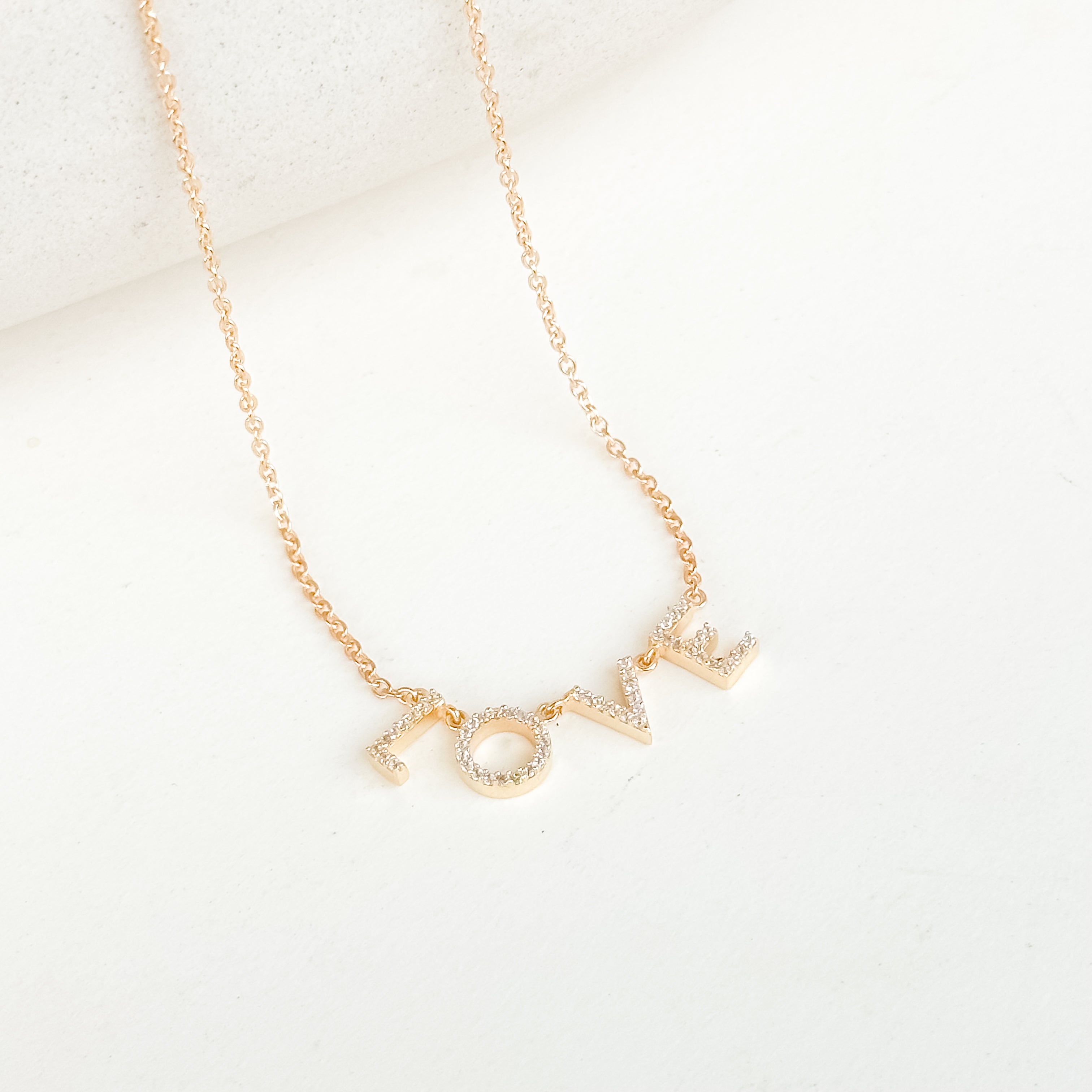 LOVE Pave Dainty Necklace - Octonov
